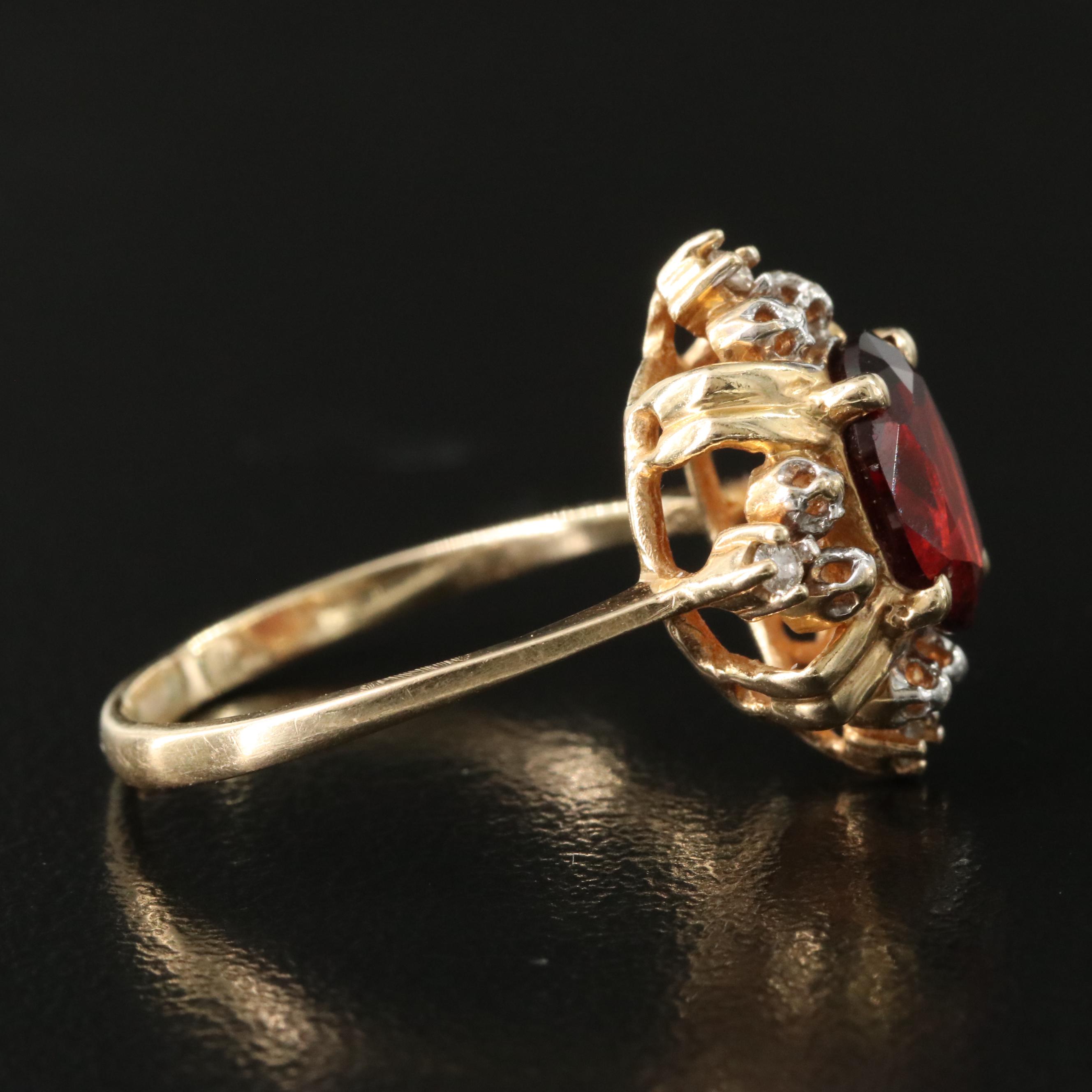 14K Garnet and Diamond Ring