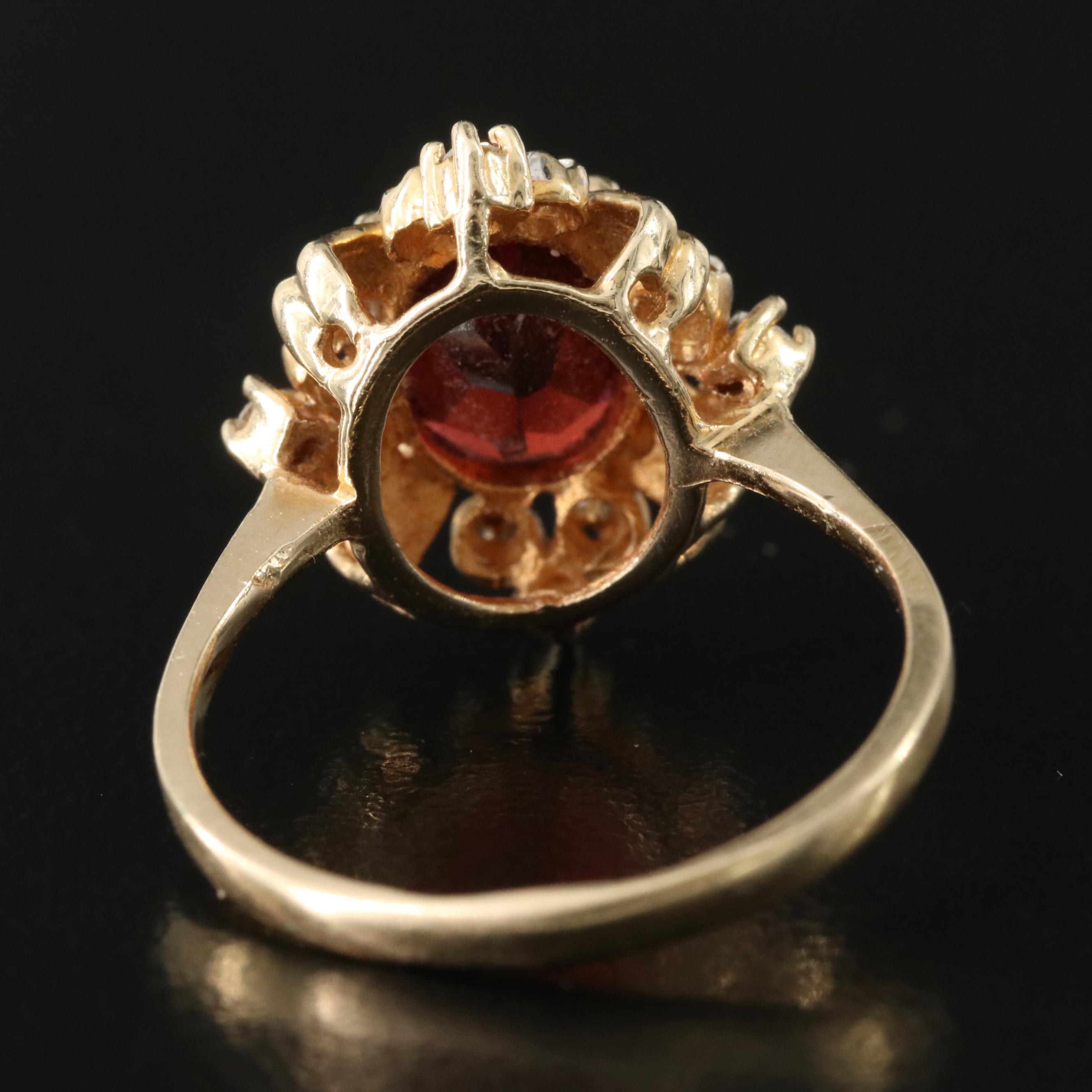 14K Garnet and Diamond Ring