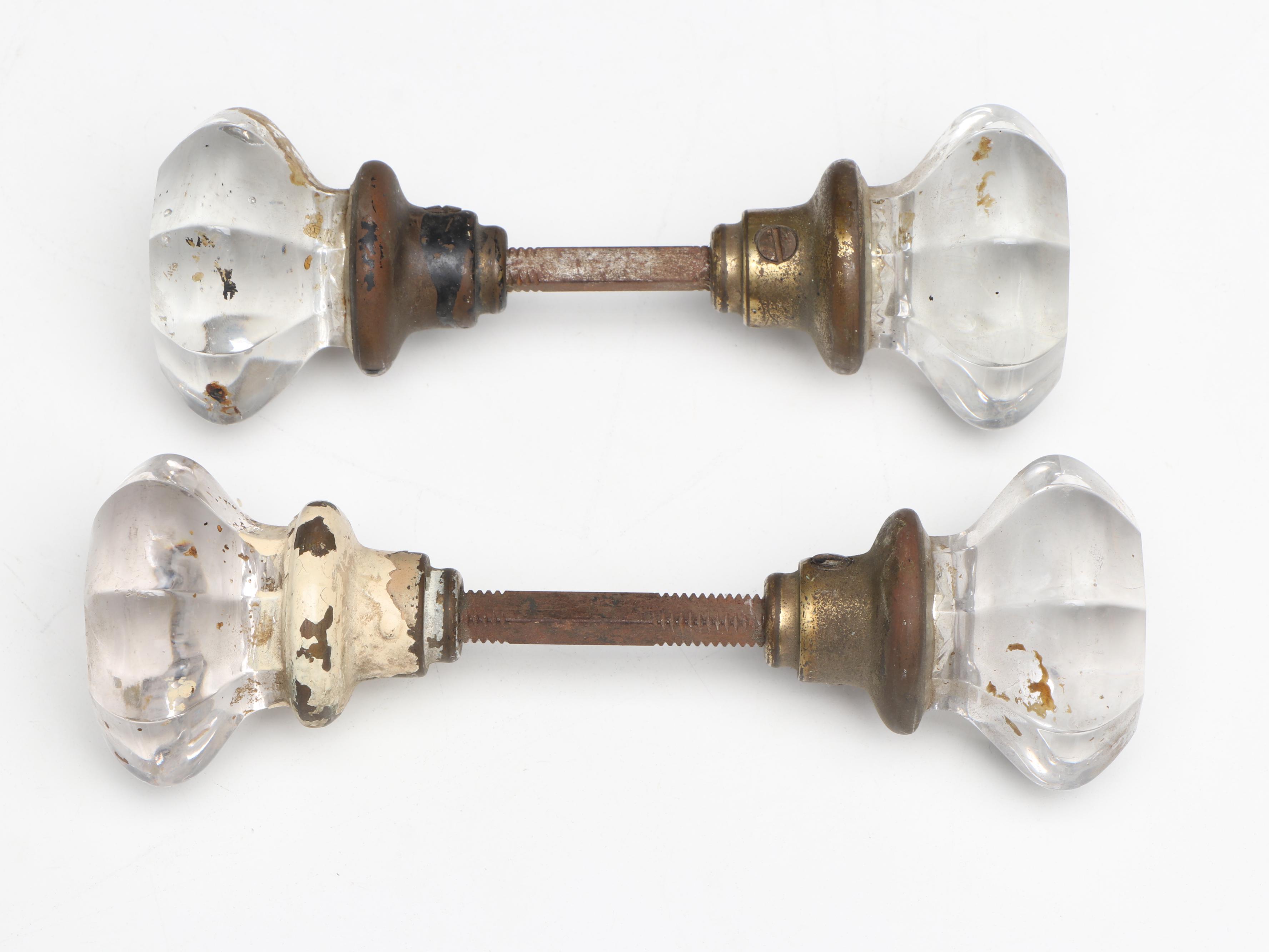 Decorative Items with Glass Door Knobs, Babbitt Metal Ingot, and Steam Iron