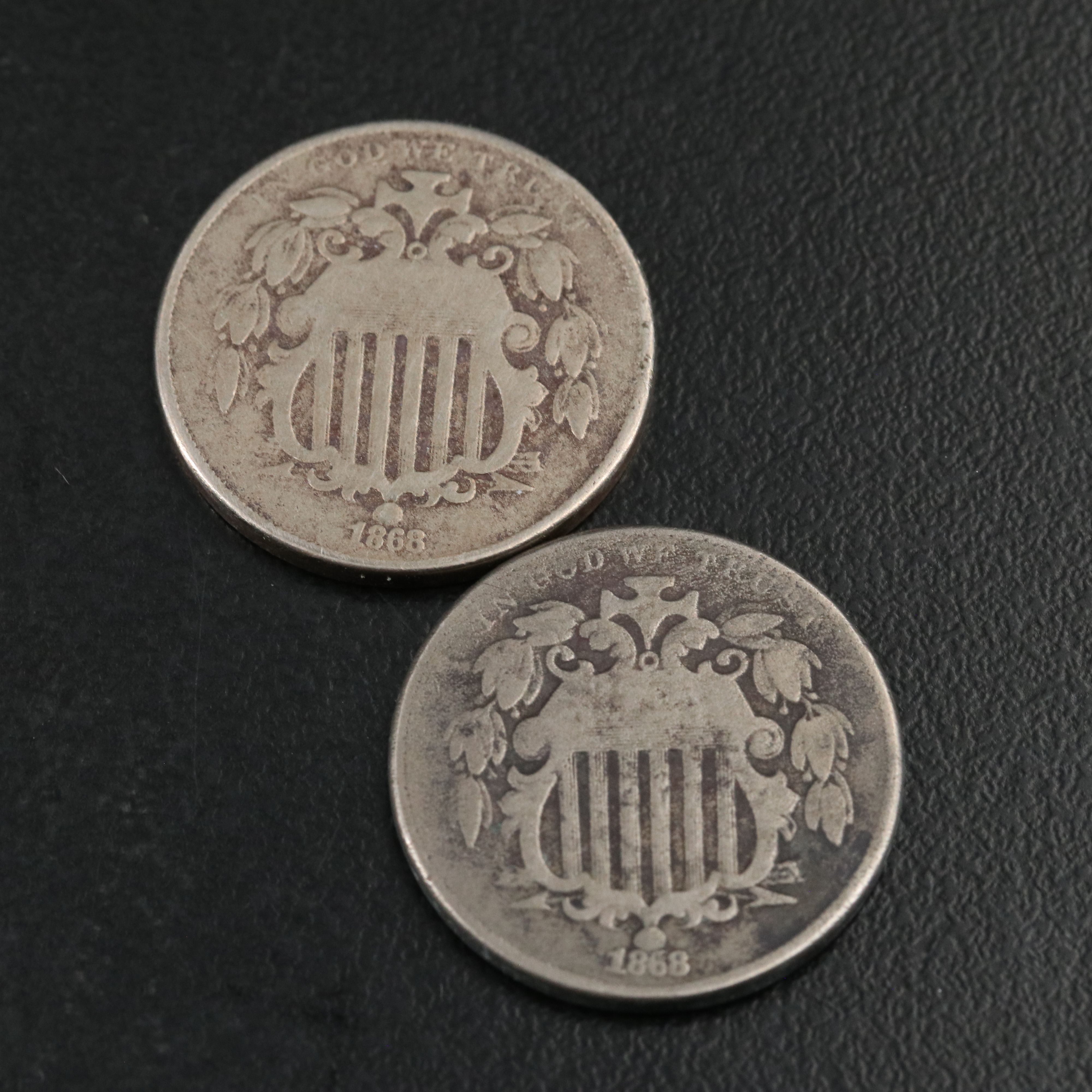 Seven 1868  Shield Nickels