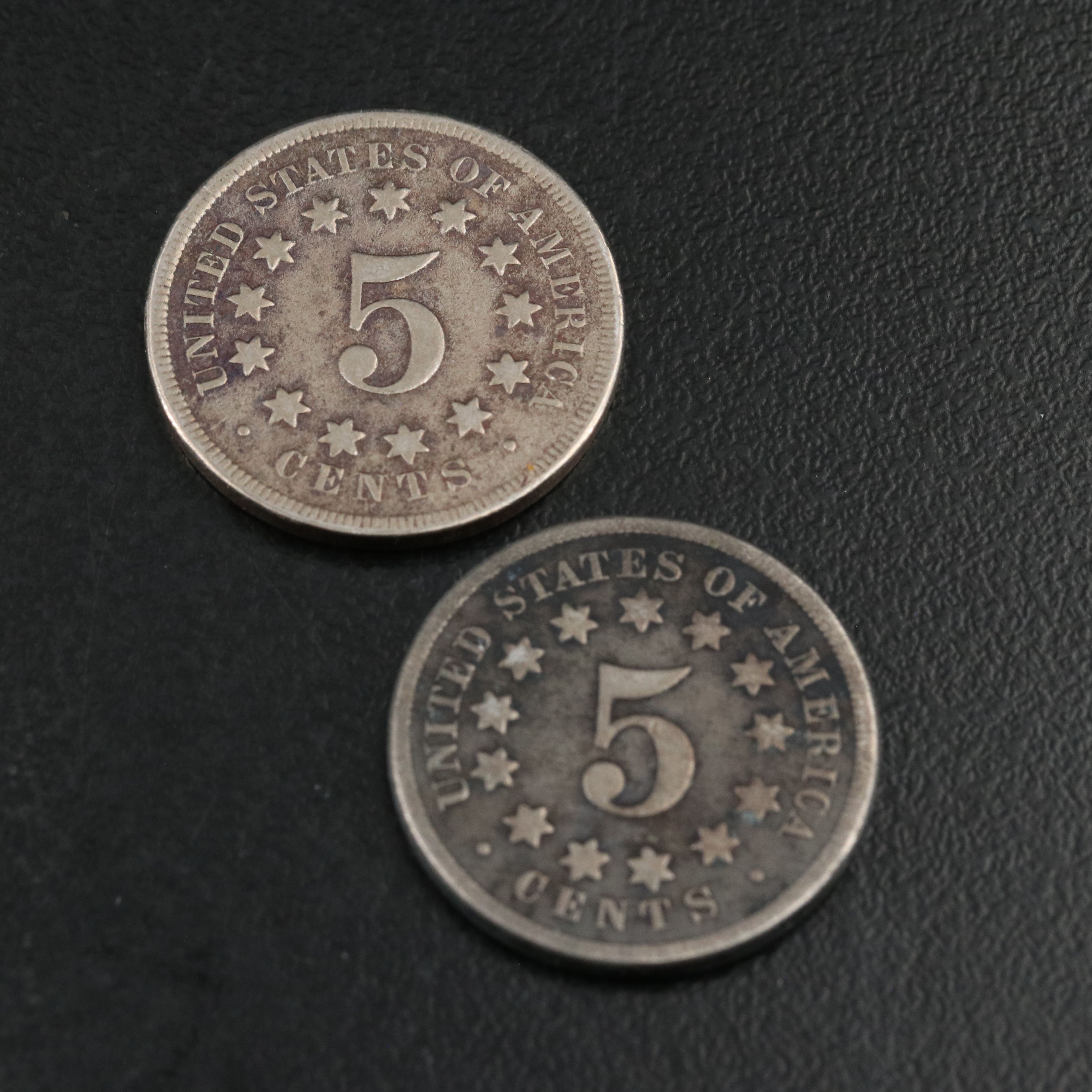 Seven 1868  Shield Nickels