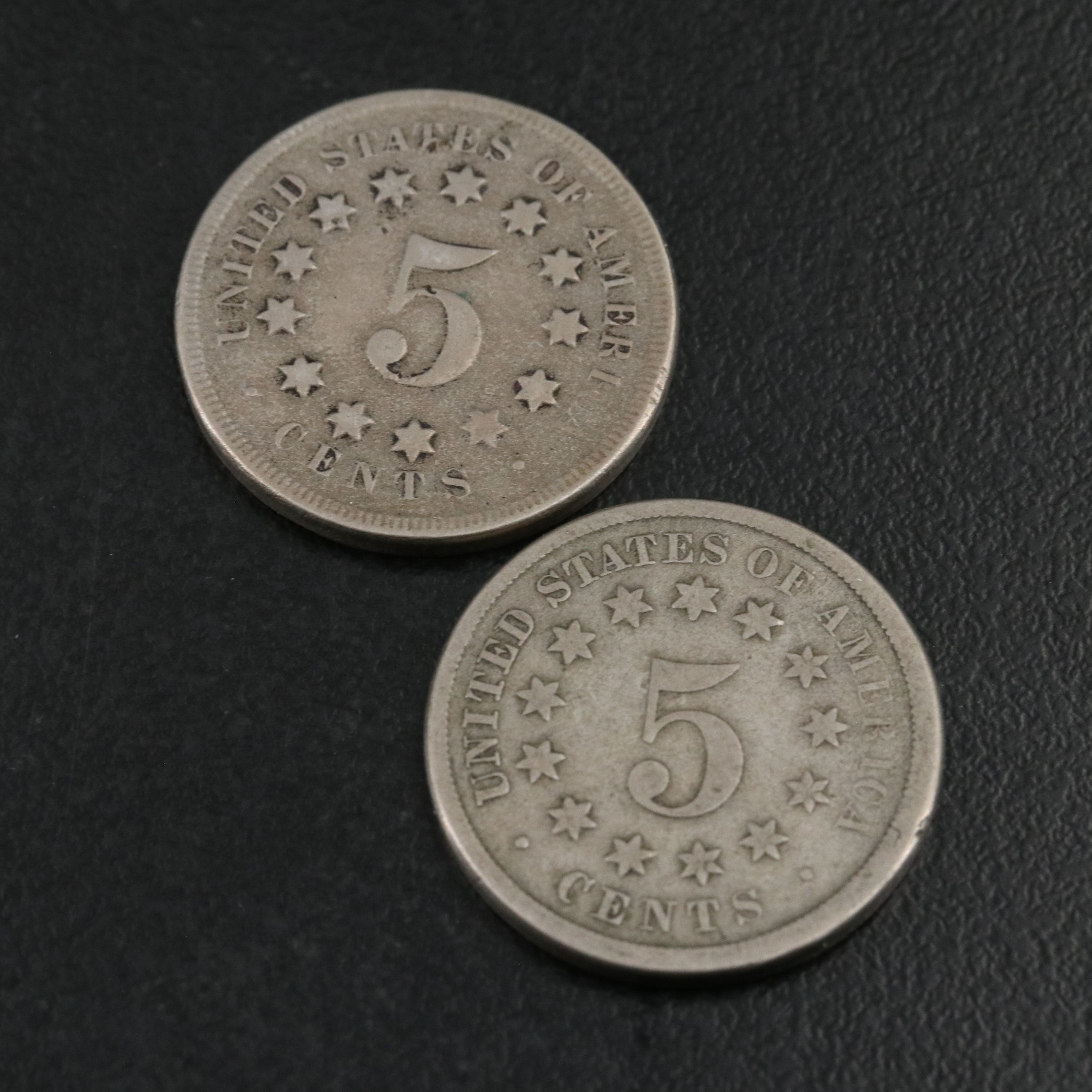 Seven 1868  Shield Nickels