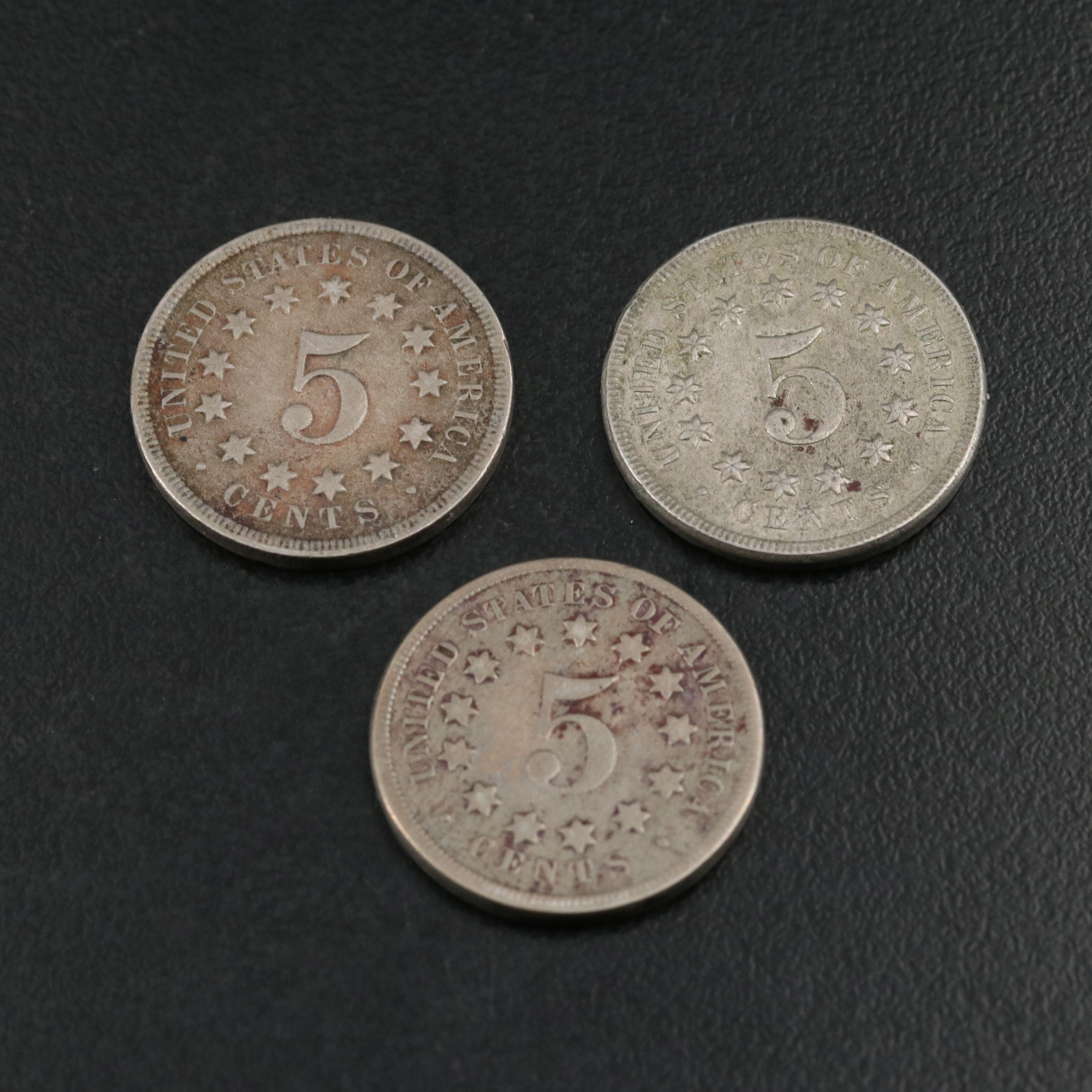 Seven 1868  Shield Nickels