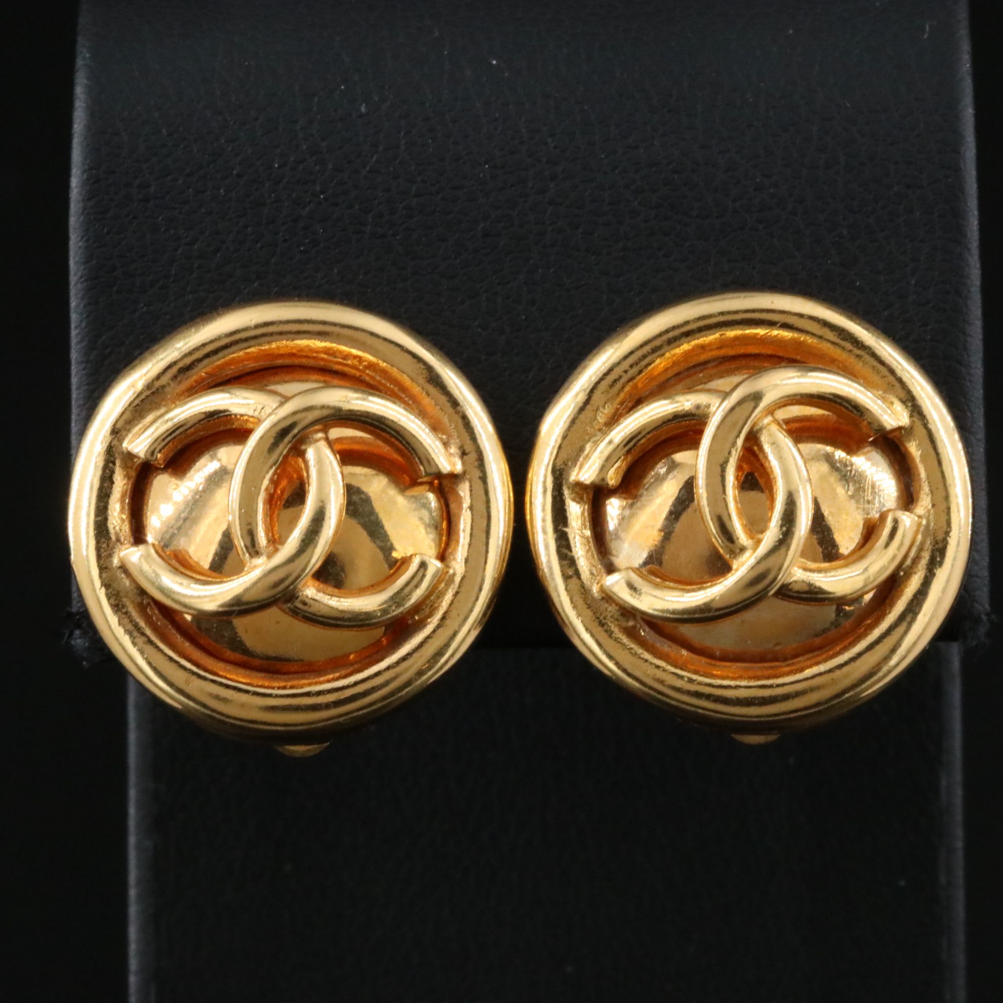 Chanel CC Button Clip Earrings