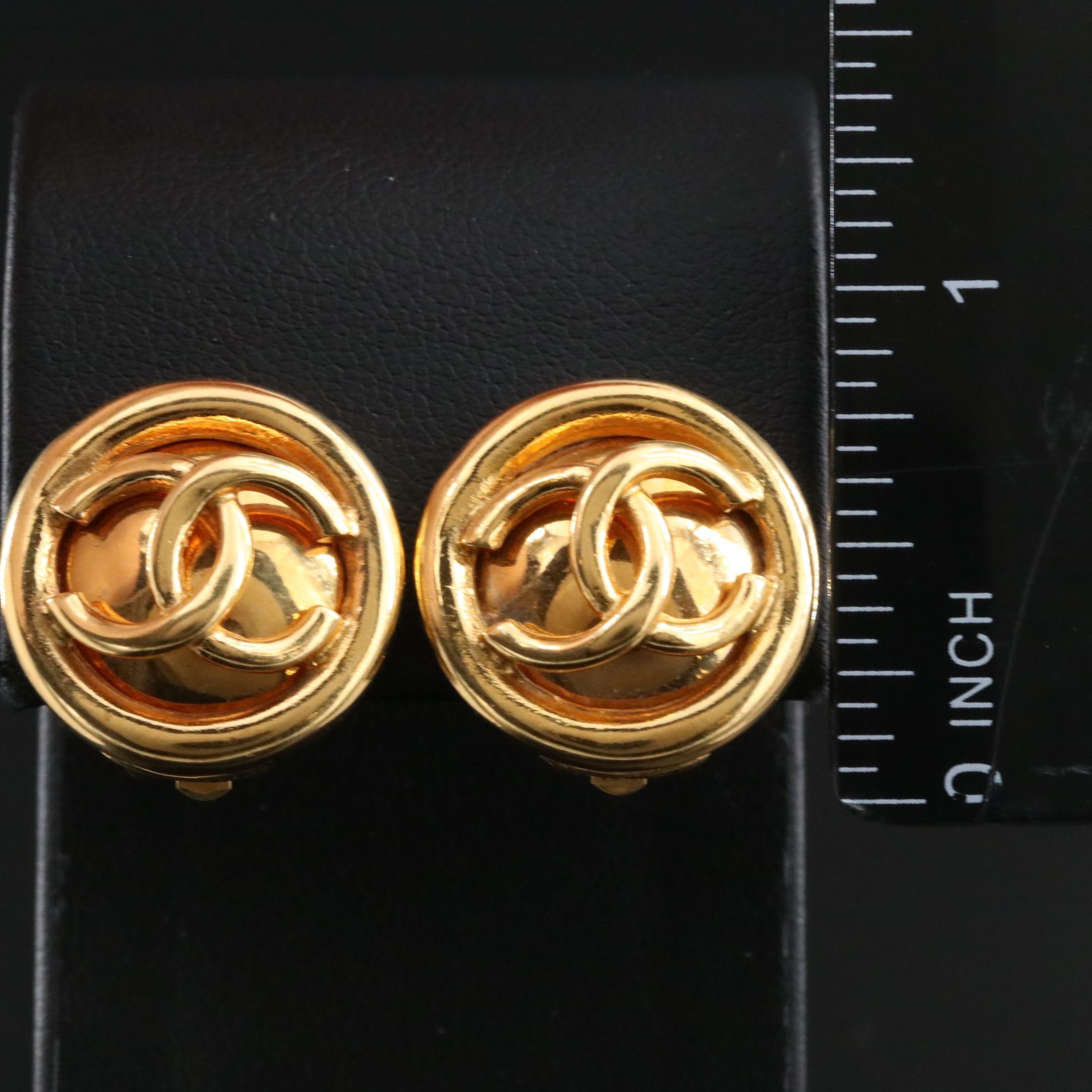 Chanel CC Button Clip Earrings