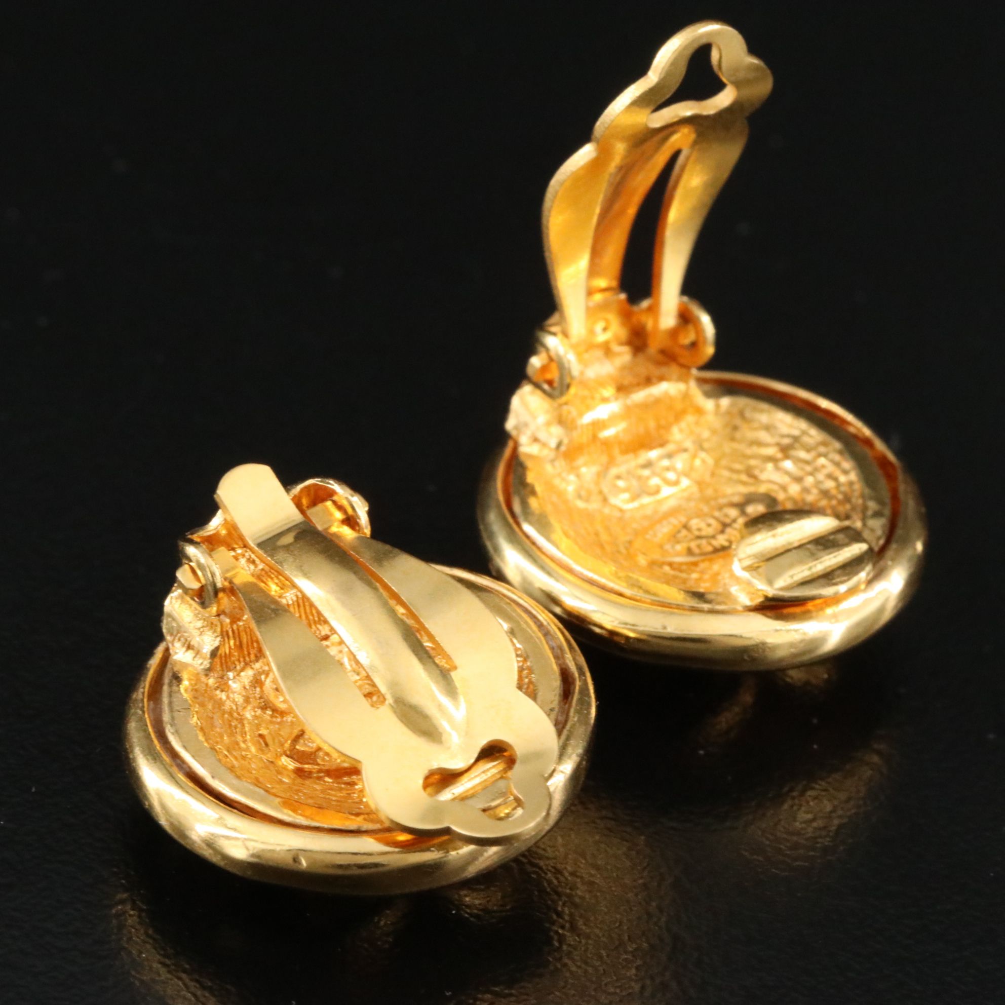 Chanel CC Button Clip Earrings