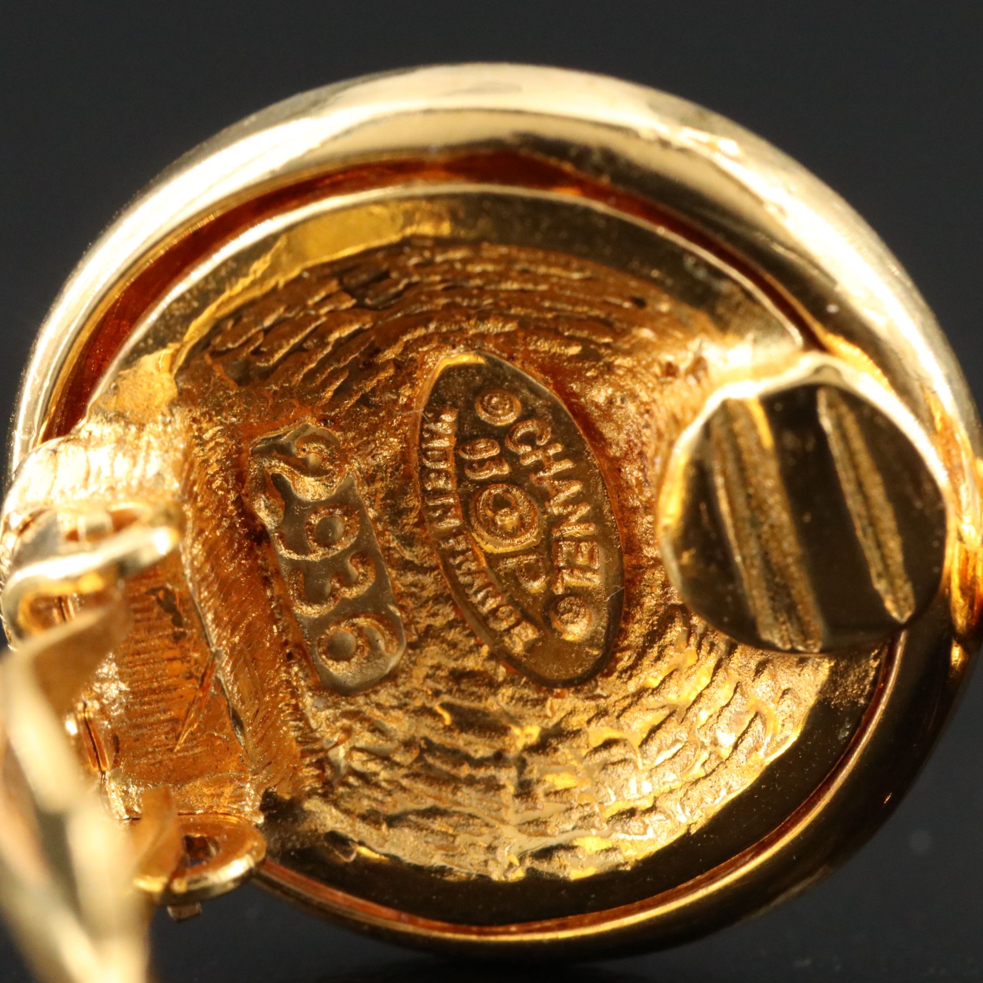 Chanel CC Button Clip Earrings