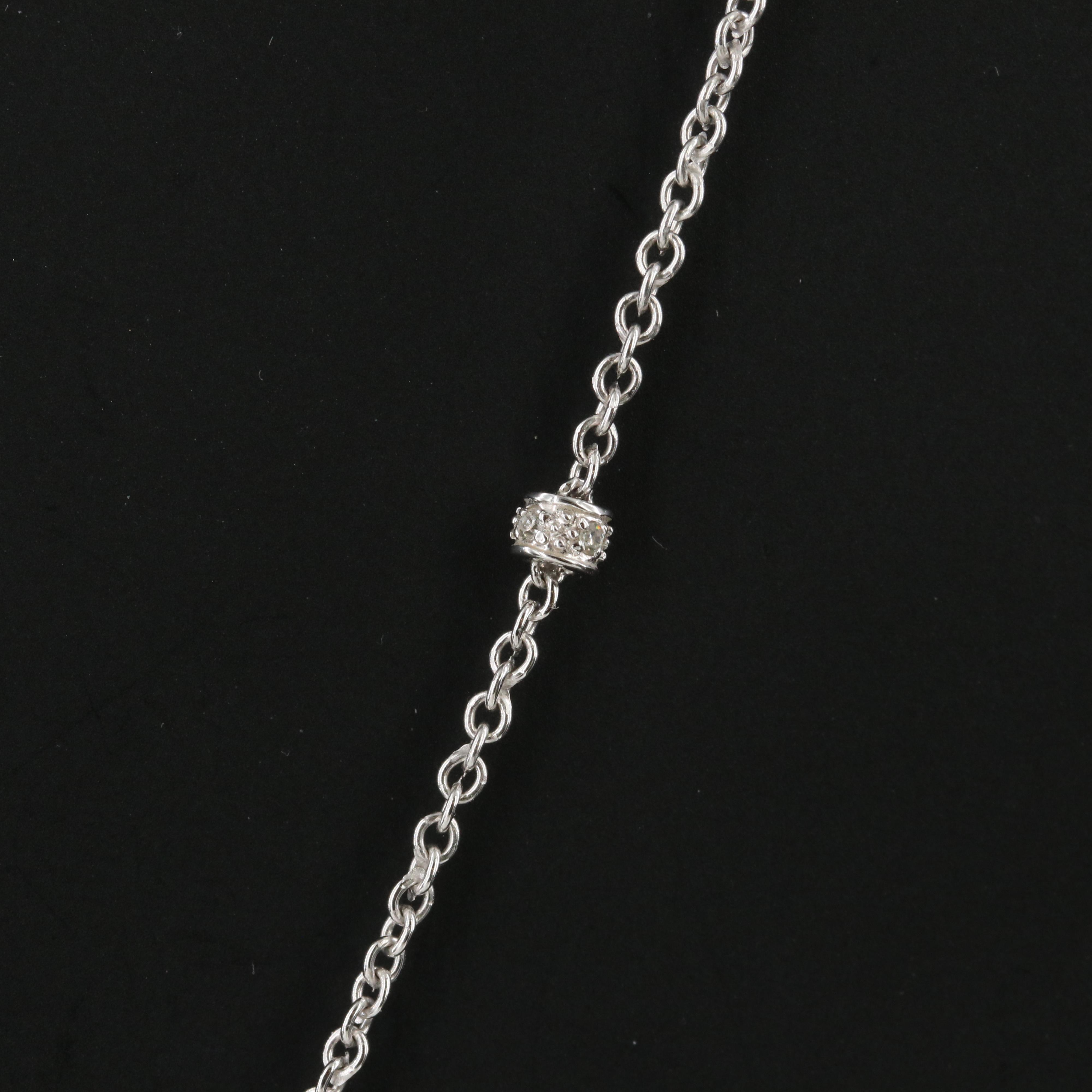 10K Pink Sapphire and Diamond Graduated Heart Pendant on 14K Station Necklace