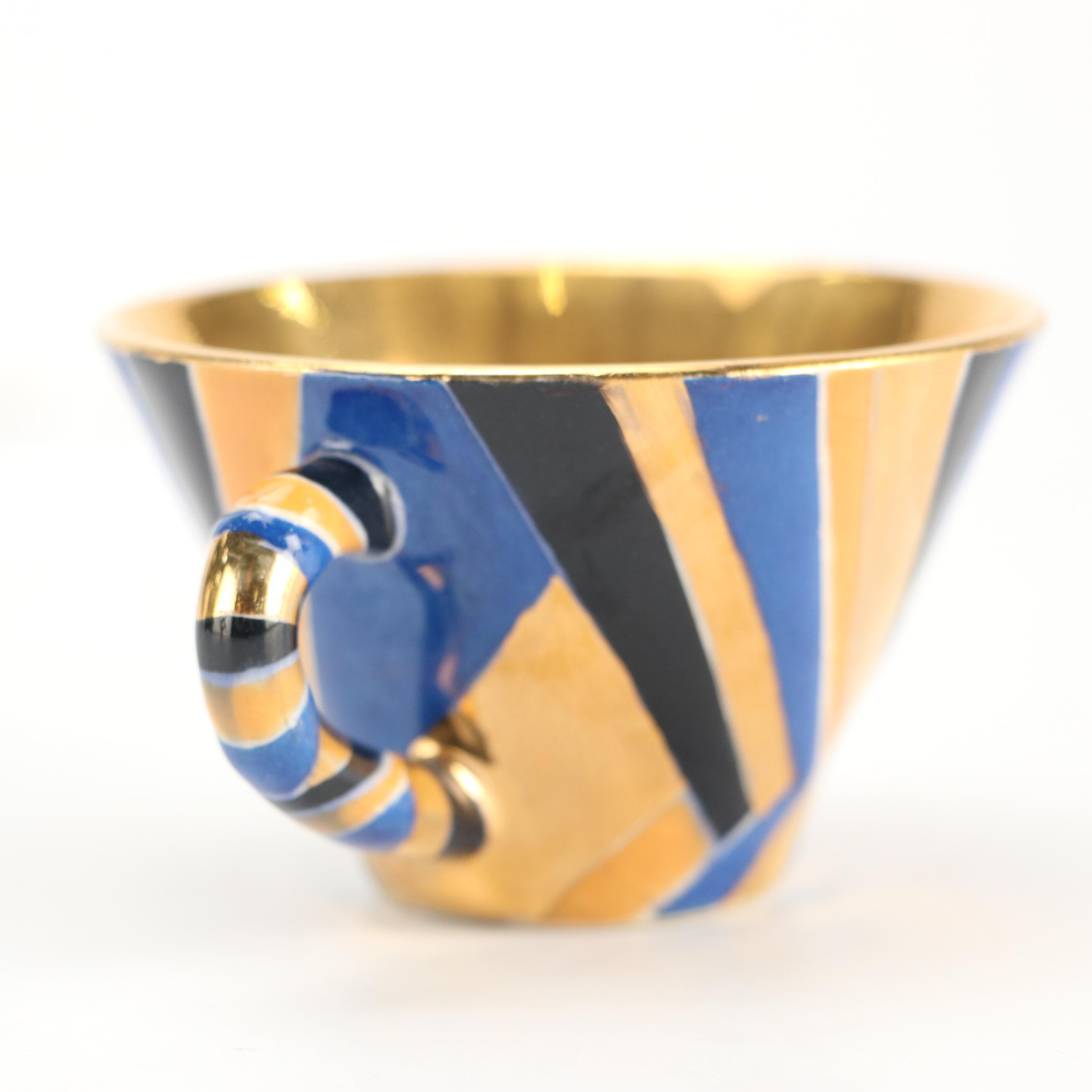 Joan Takayama-Ogana Striped Ceramic Tea Set, 1990