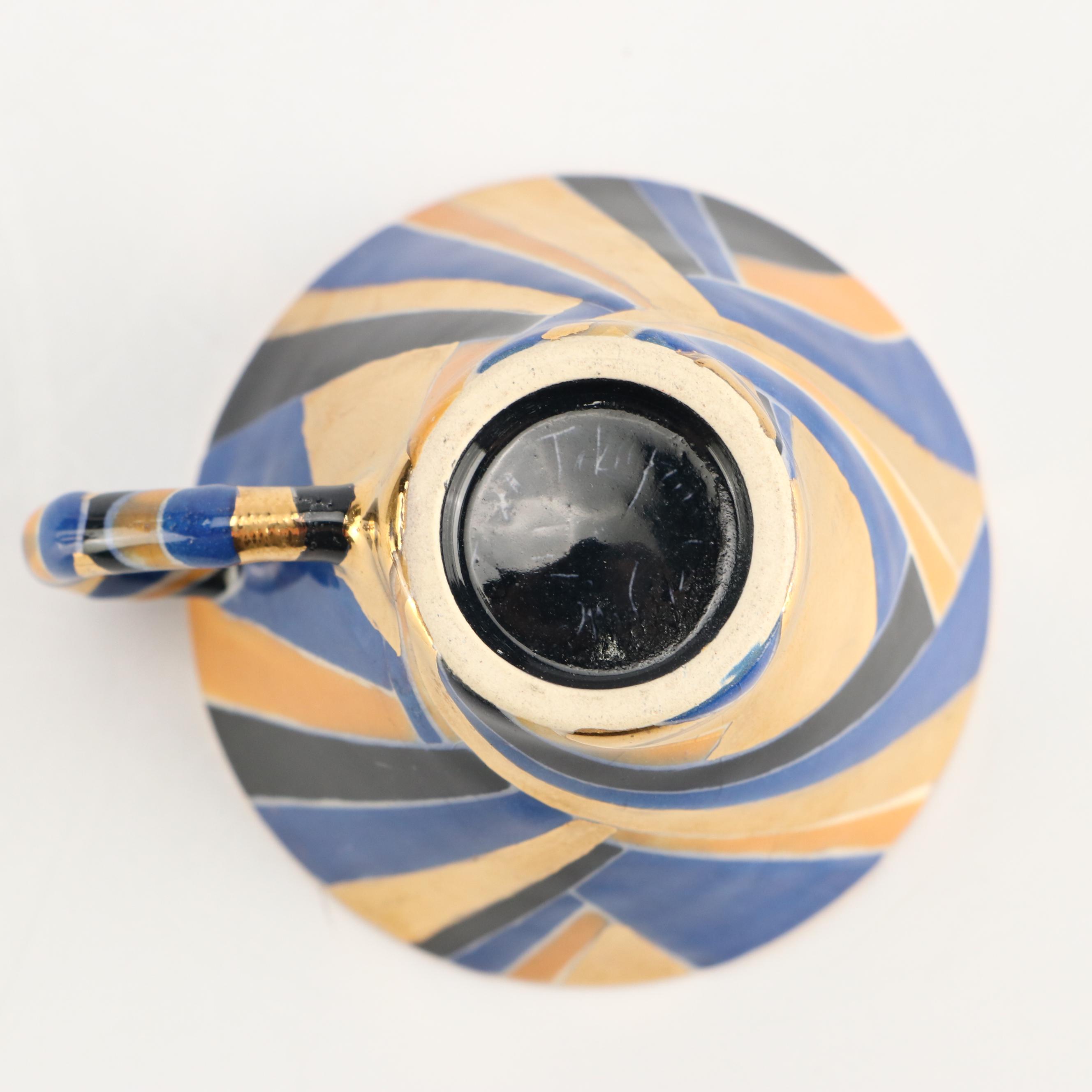 Joan Takayama-Ogana Striped Ceramic Tea Set, 1990