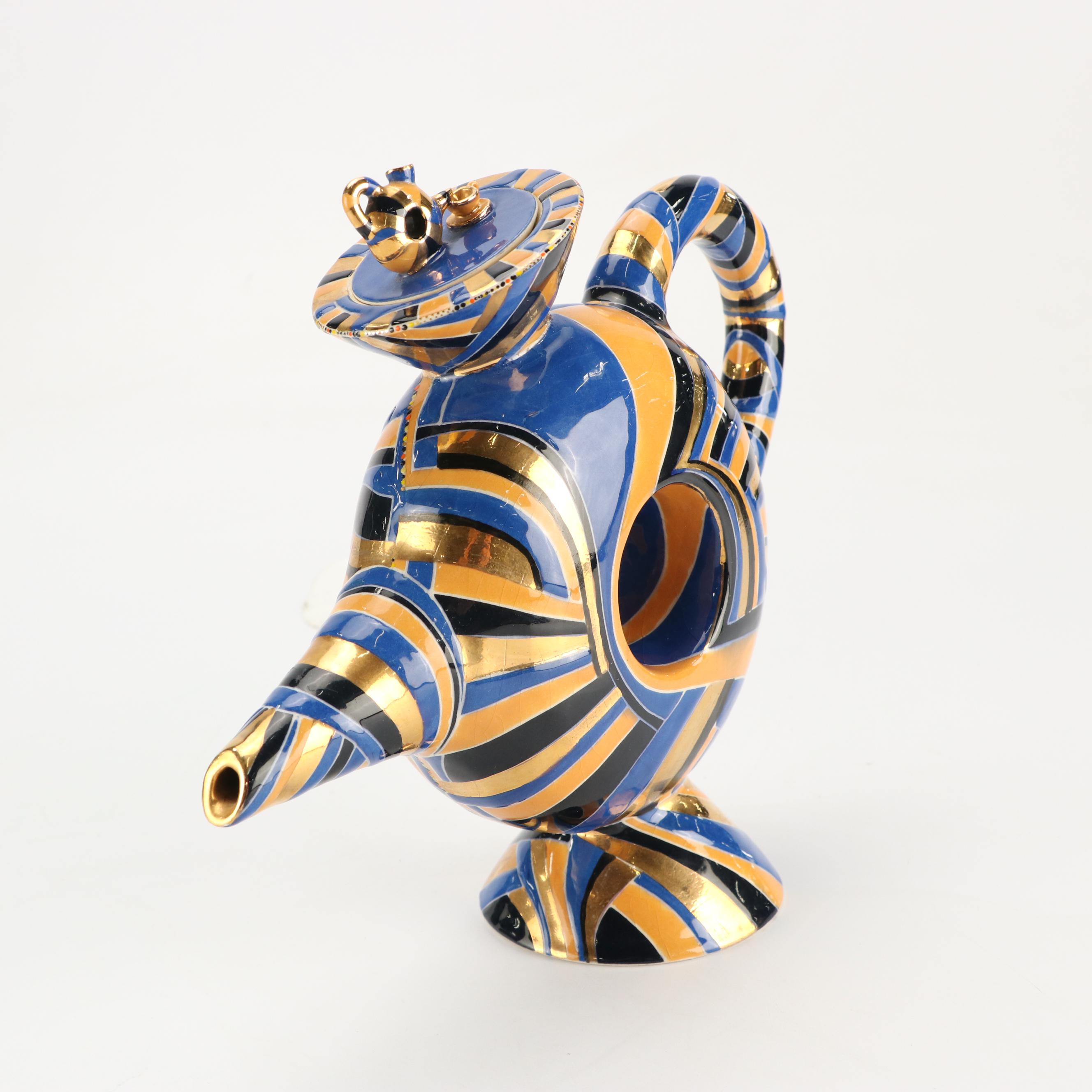 Joan Takayama-Ogana Striped Ceramic Tea Set, 1990