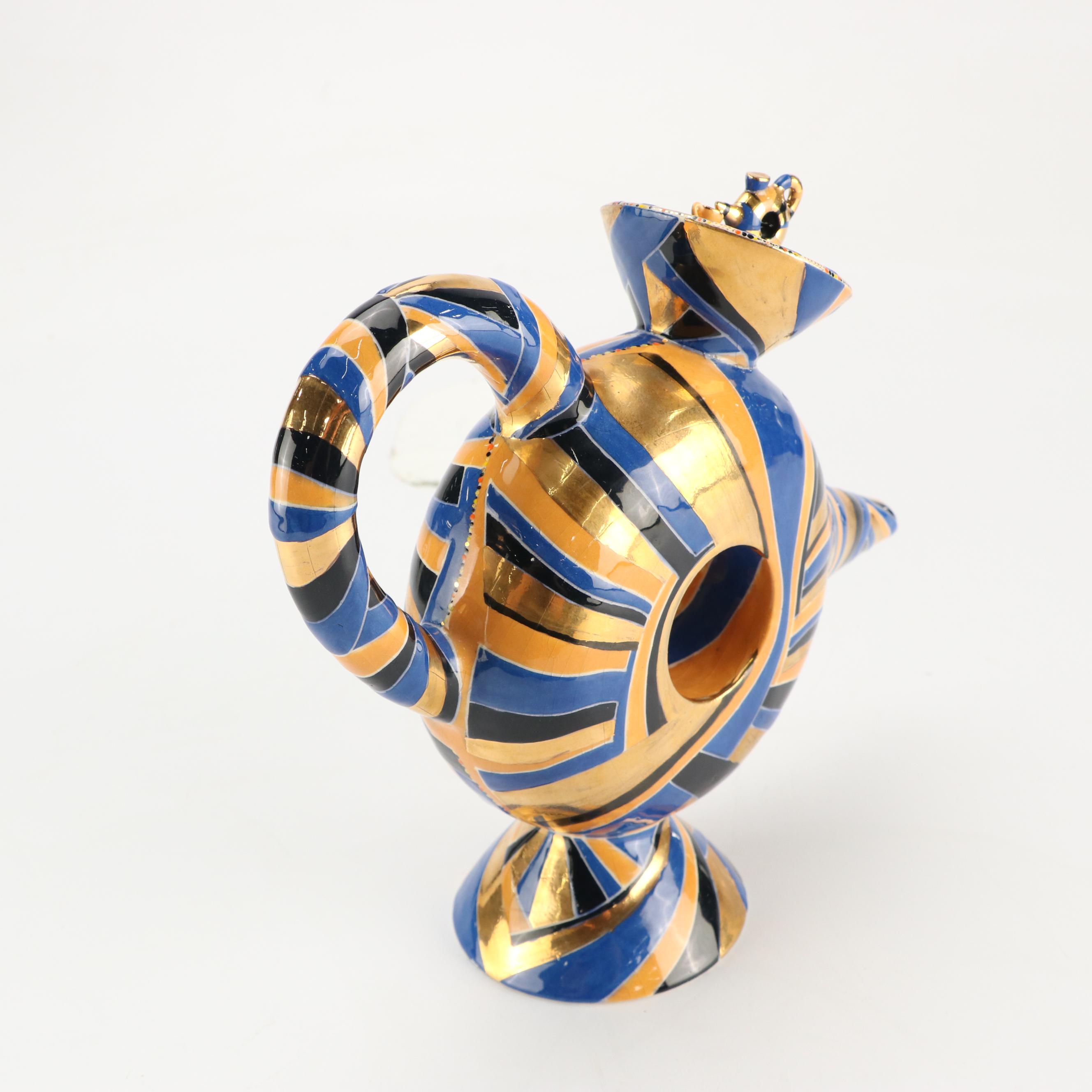 Joan Takayama-Ogana Striped Ceramic Tea Set, 1990