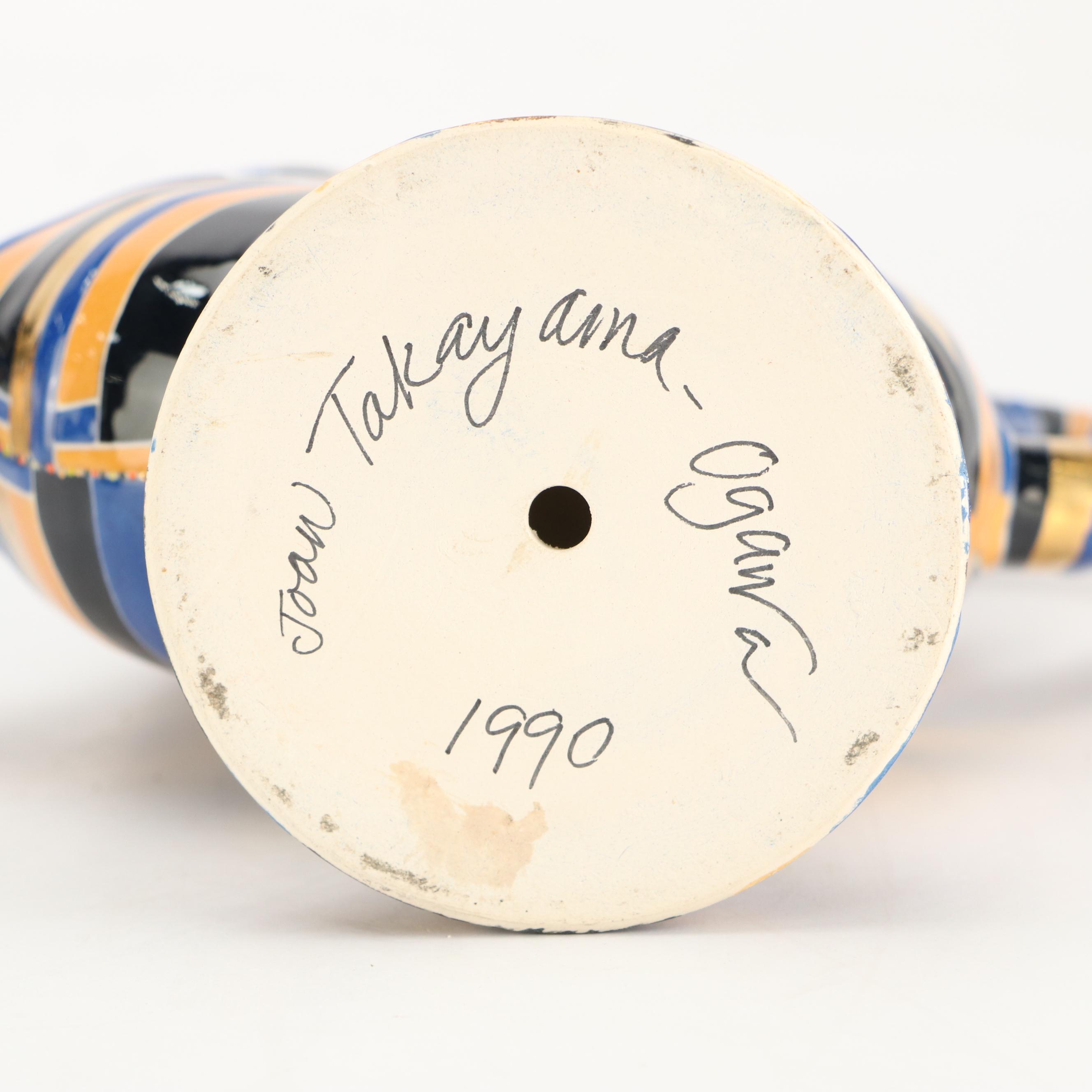 Joan Takayama-Ogana Striped Ceramic Tea Set, 1990