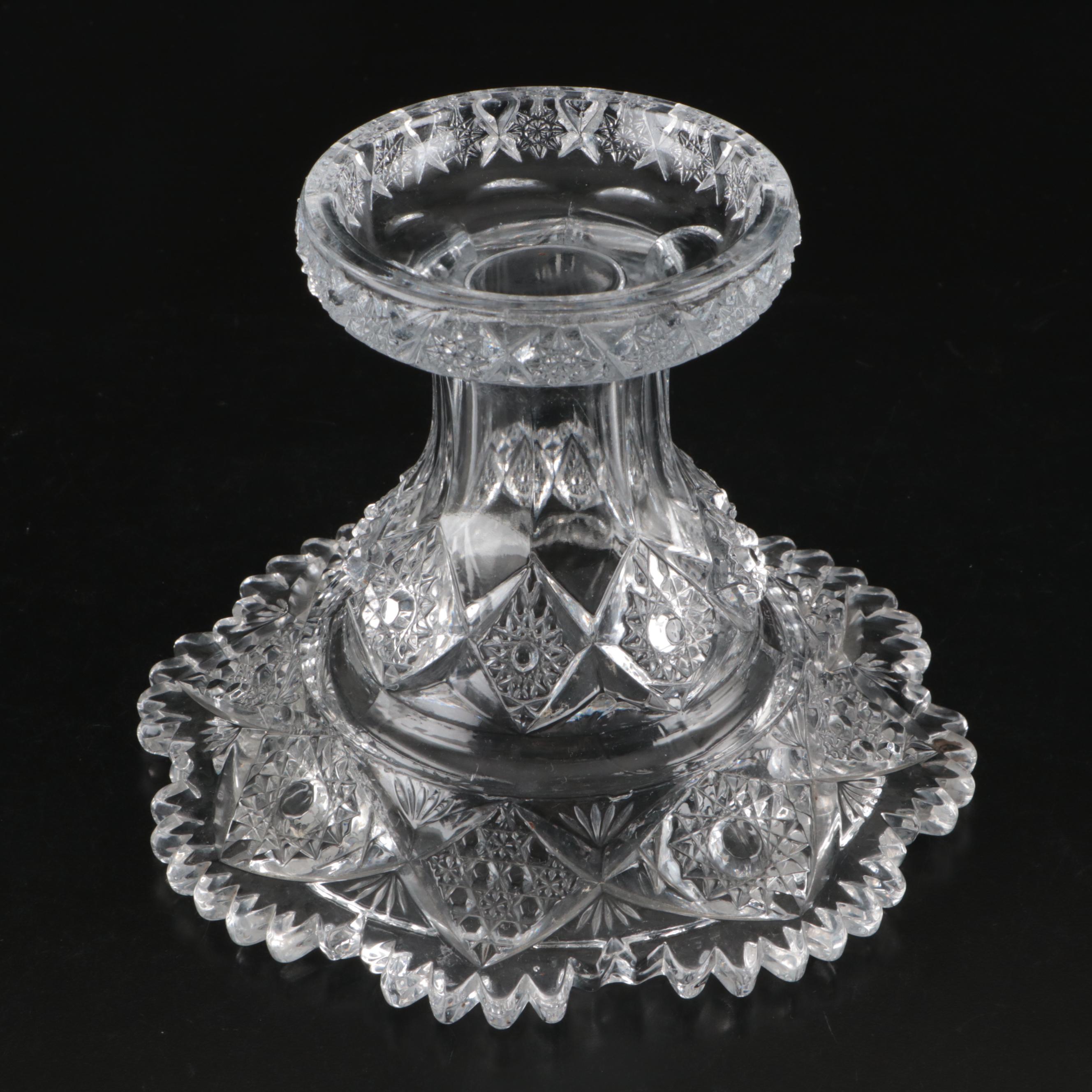 American Brilliant Style Glass Punch Bowl and Pitchers, Late 19th/ Early 20th C.