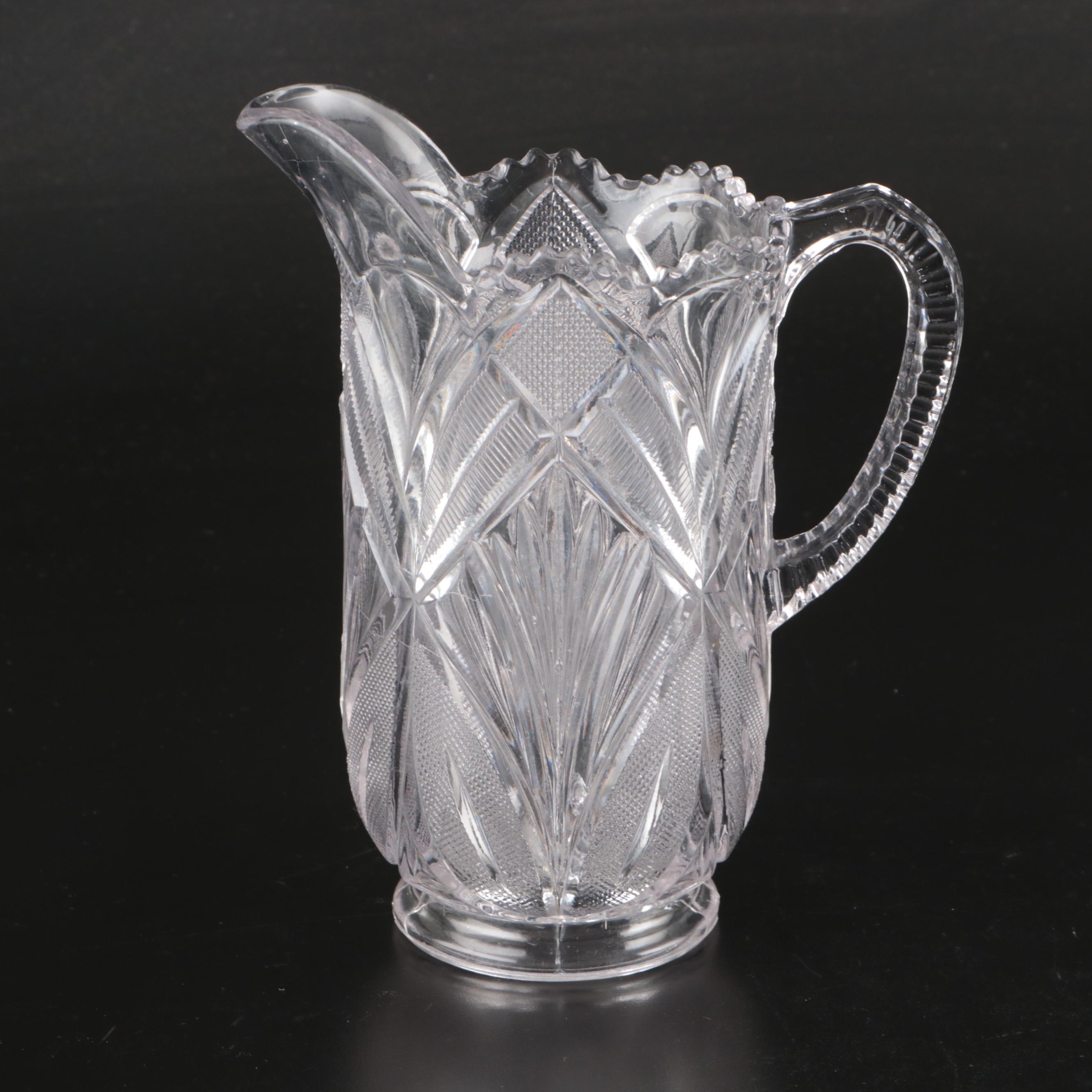 American Brilliant Style Glass Punch Bowl and Pitchers, Late 19th/ Early 20th C.