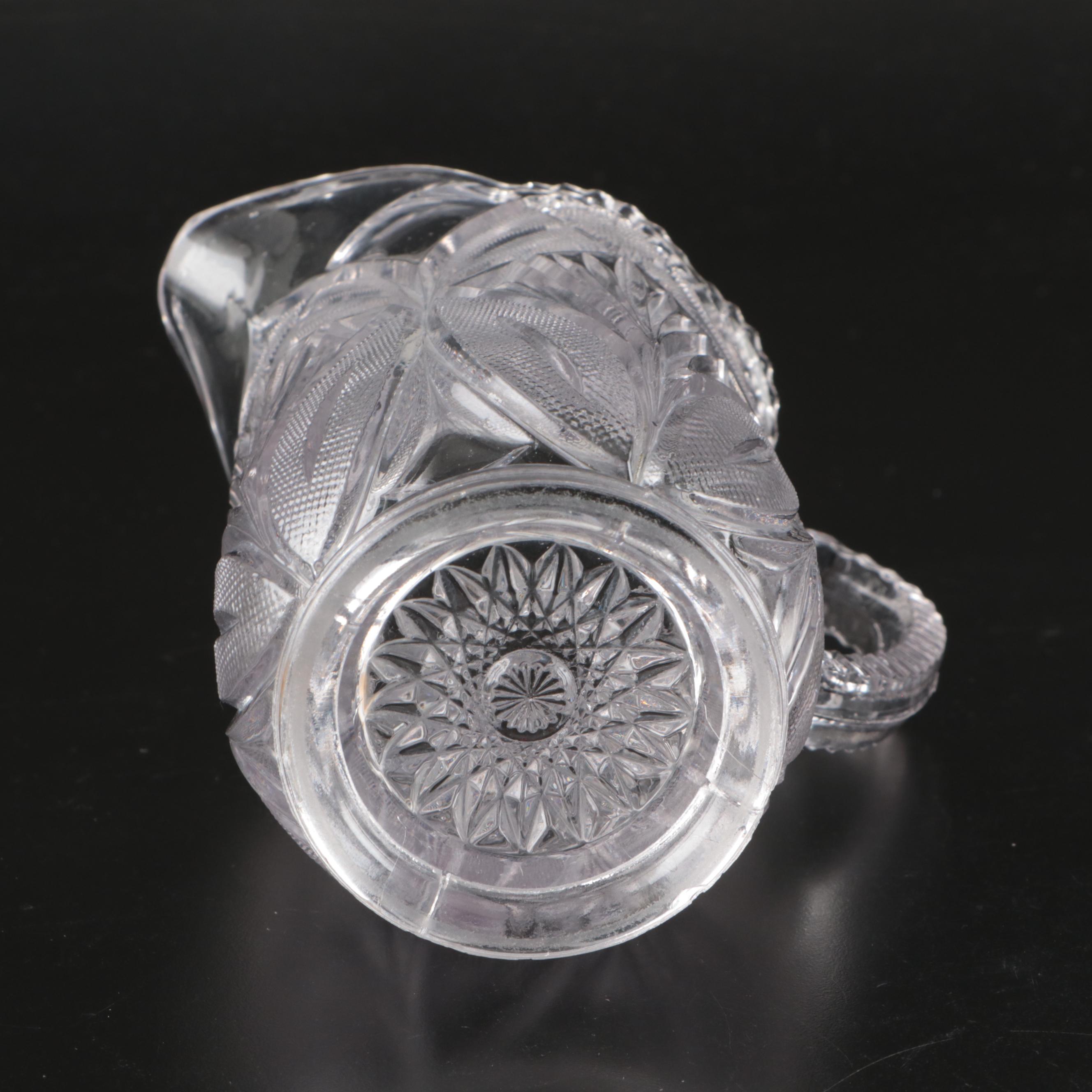 American Brilliant Style Glass Punch Bowl and Pitchers, Late 19th/ Early 20th C.