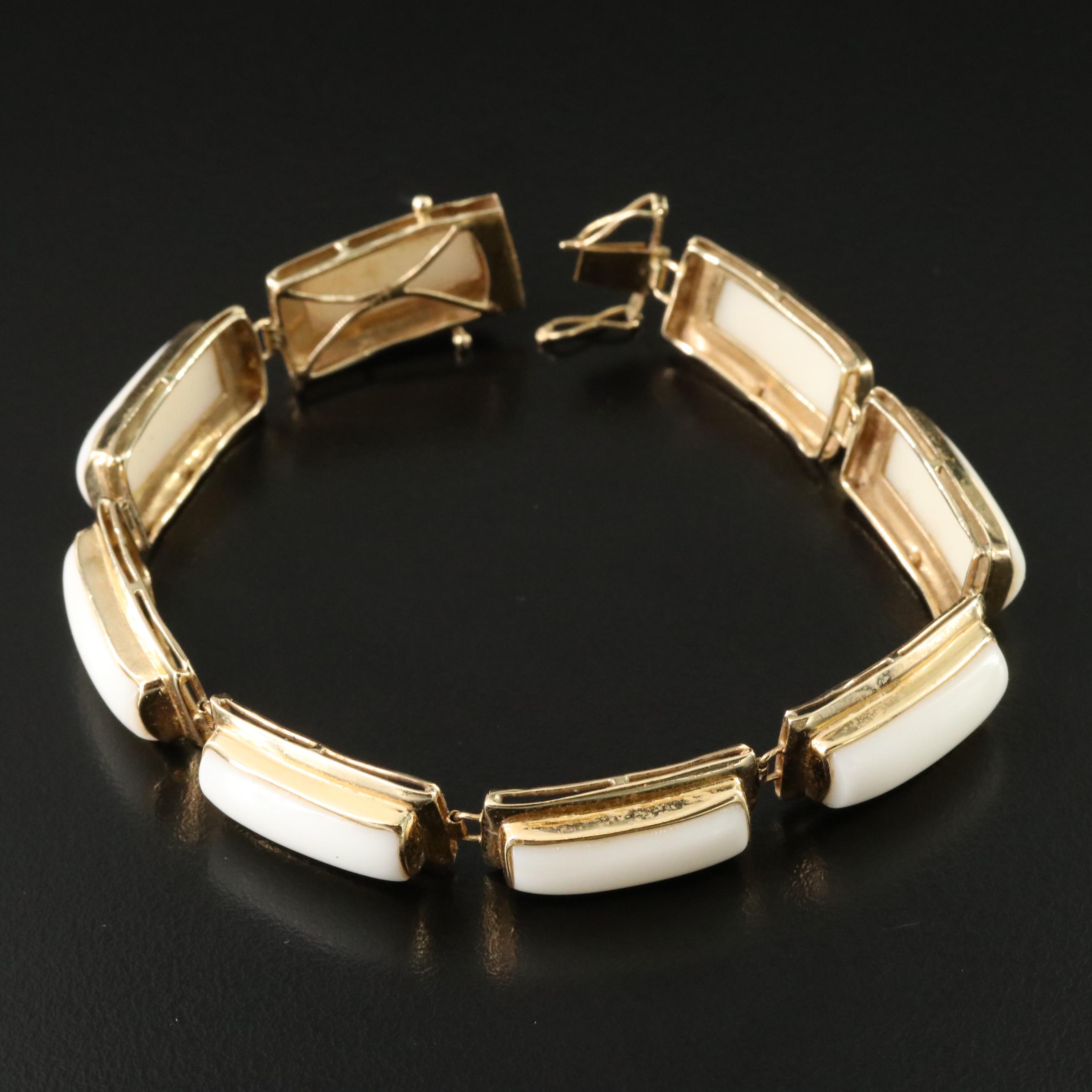 14K Coral Link Bracelet