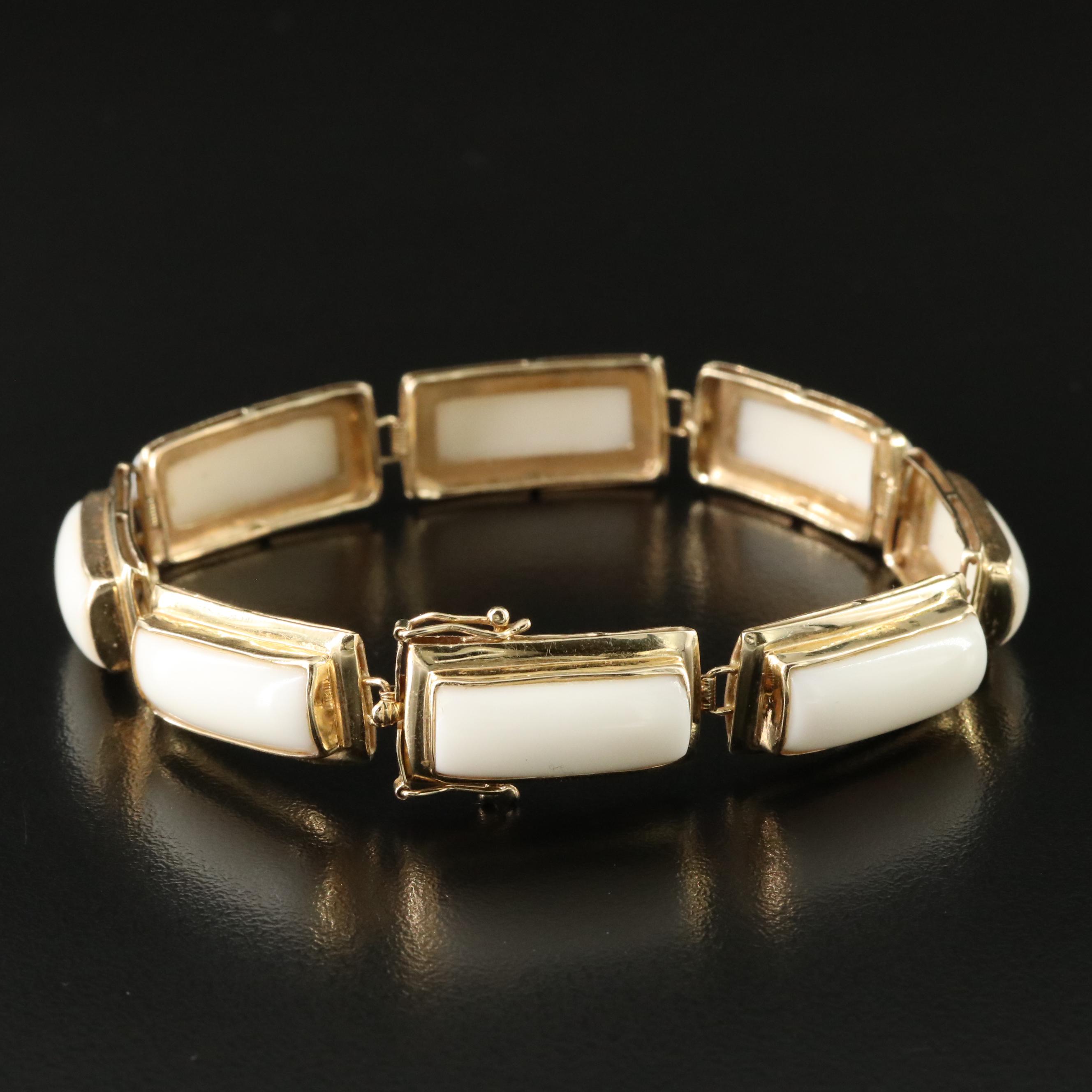 14K Coral Link Bracelet