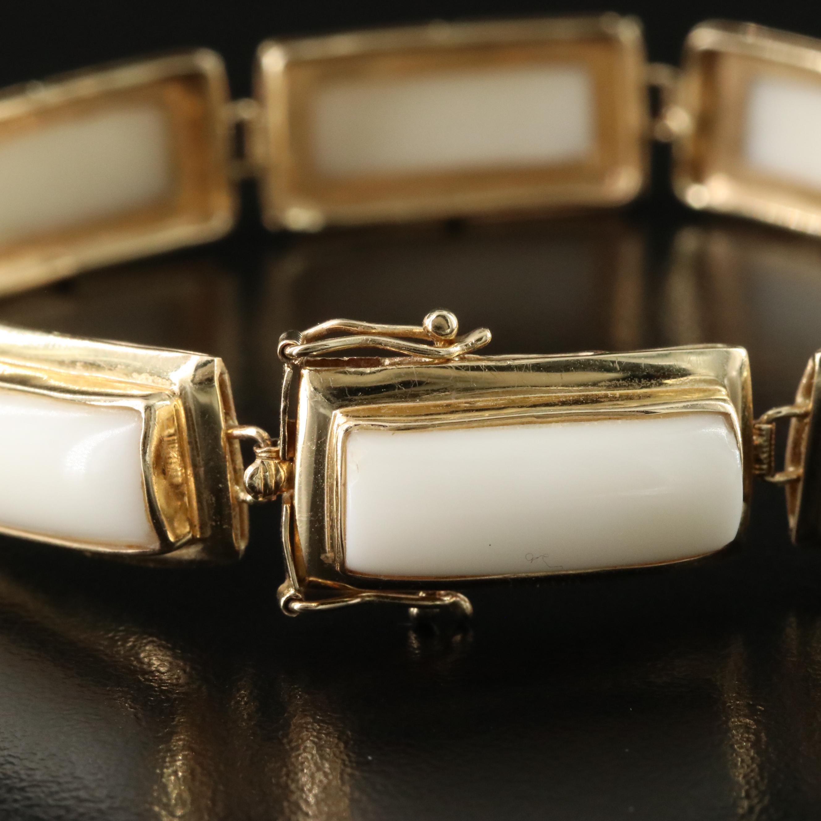 14K Coral Link Bracelet