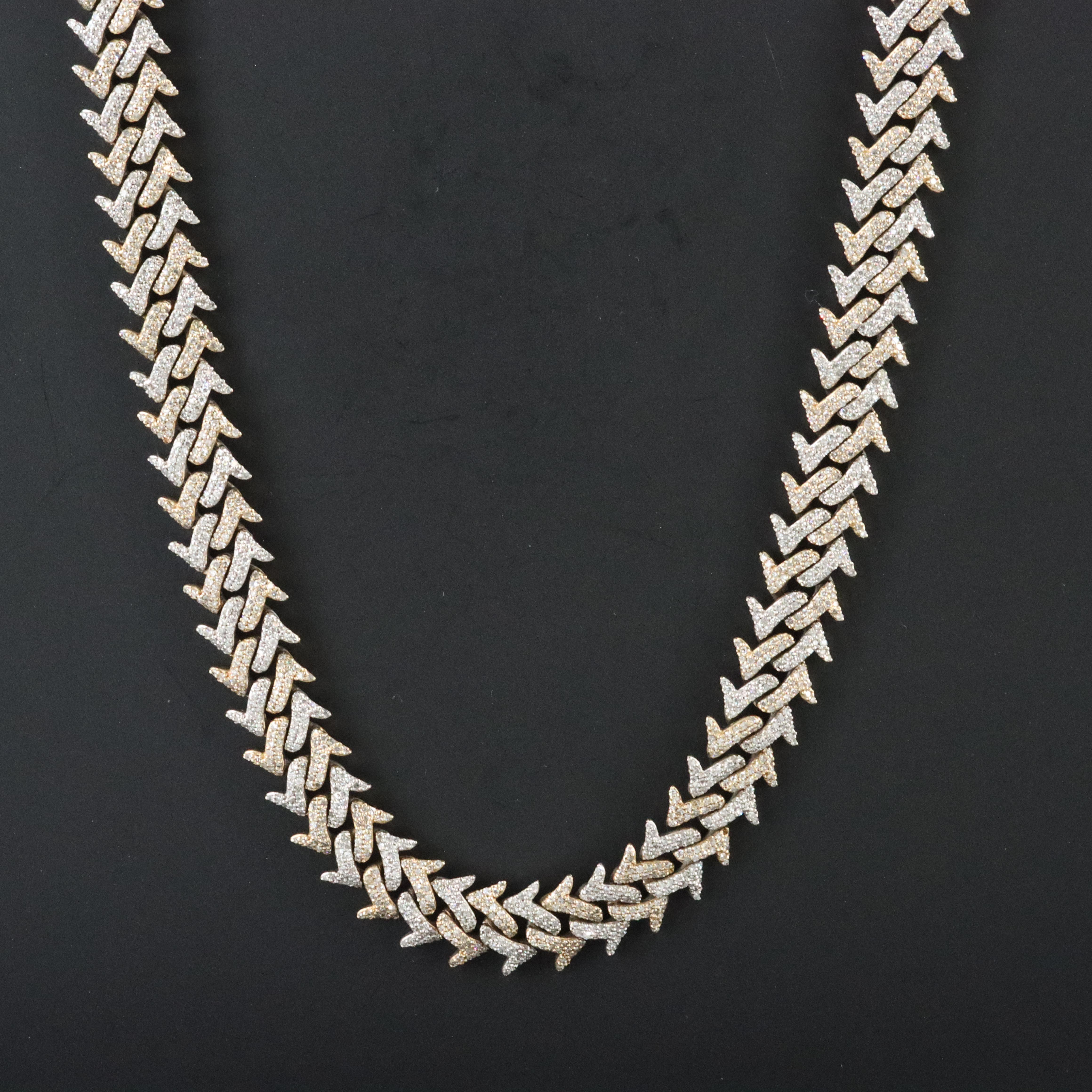 10K Two Tone 8.43 CTW Diamond Fancy Link Necklace