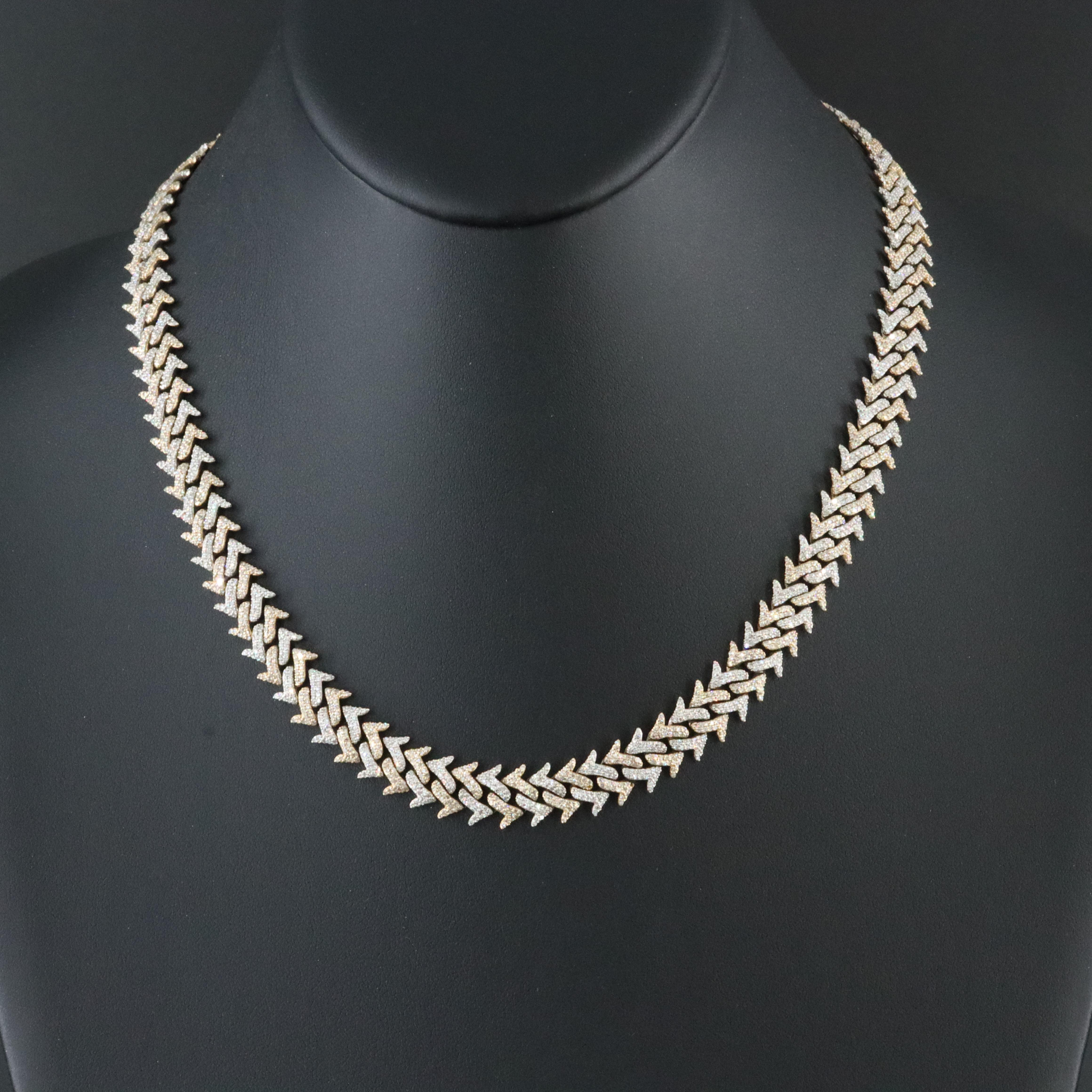 10K Two Tone 8.43 CTW Diamond Fancy Link Necklace