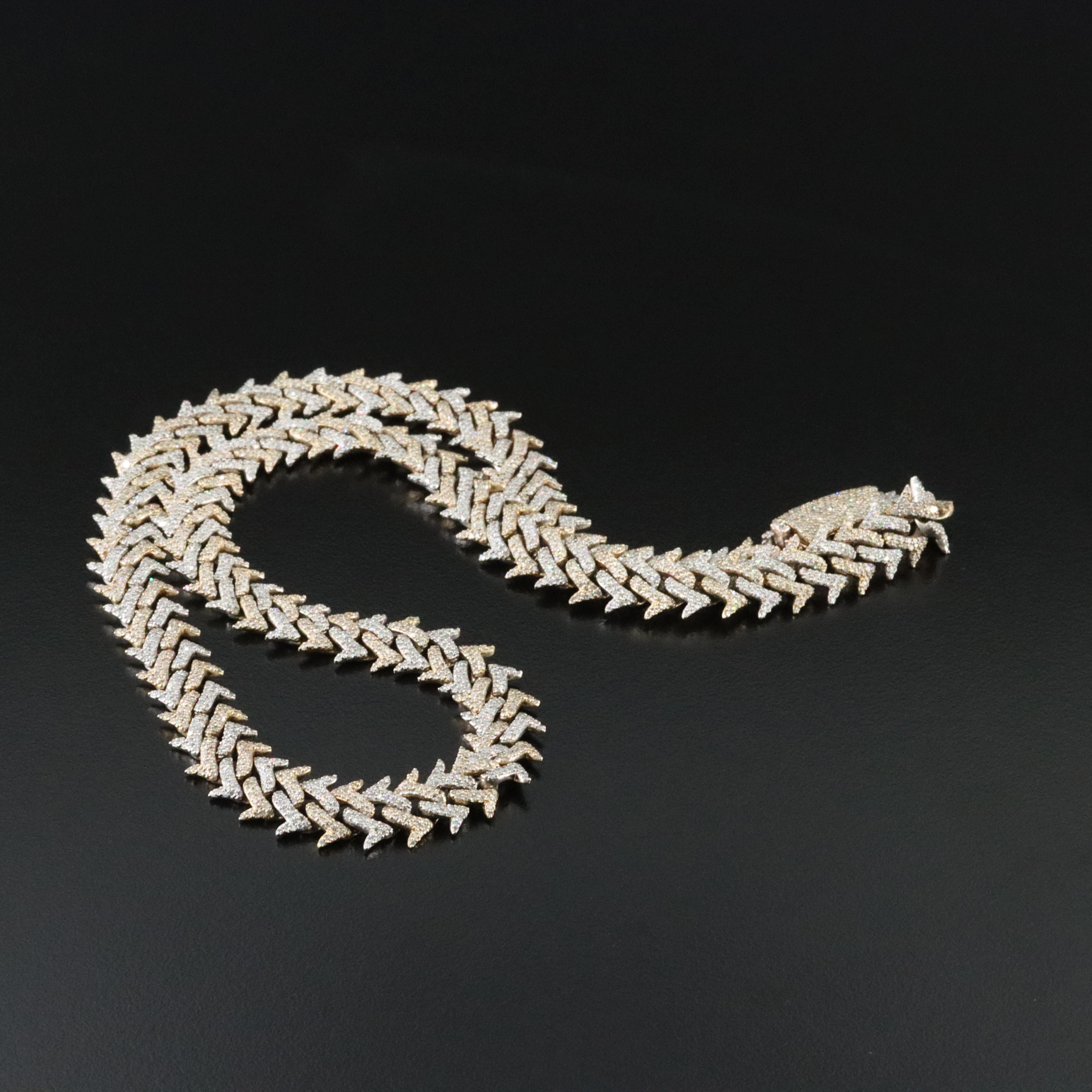 10K Two Tone 8.43 CTW Diamond Fancy Link Necklace