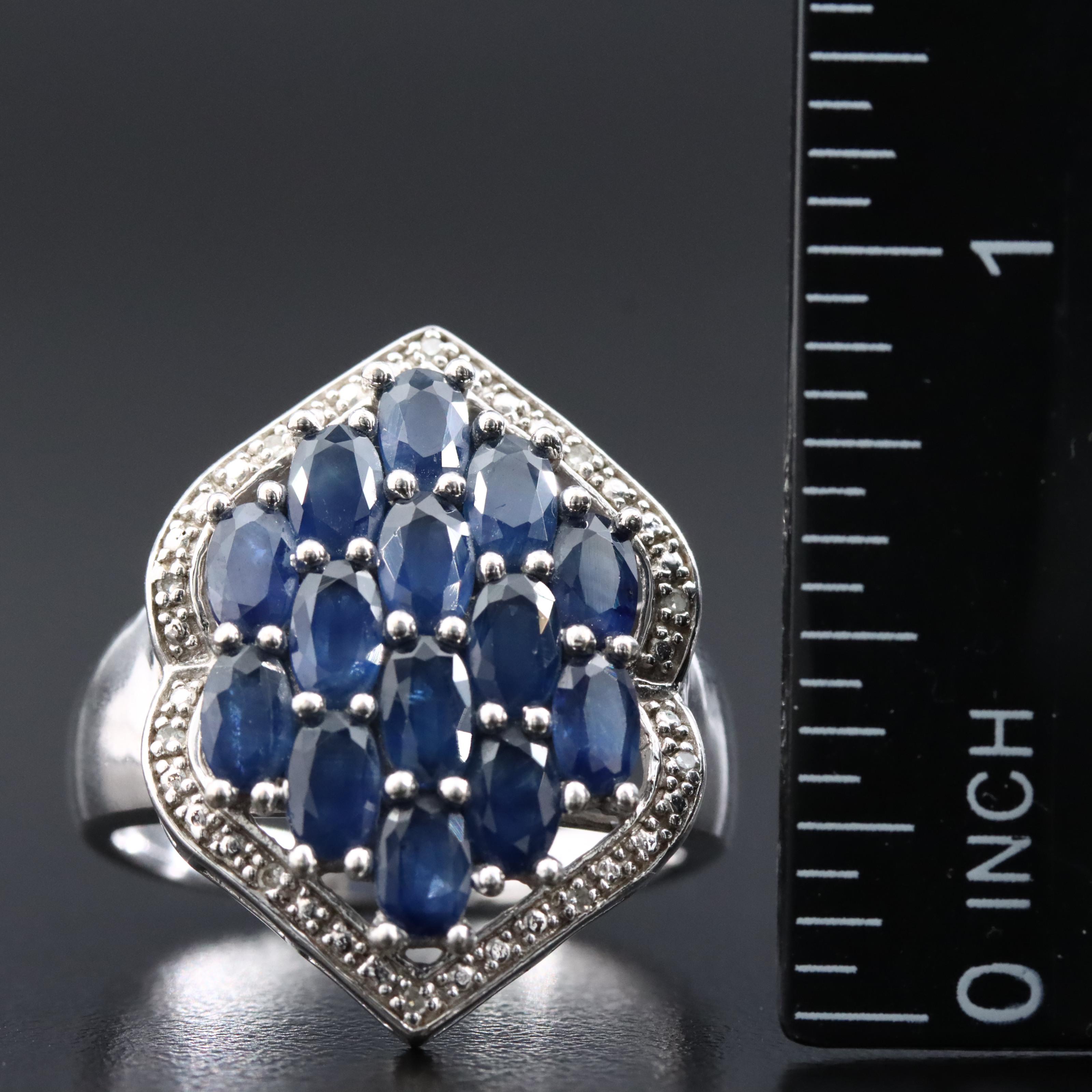 Sterling Sapphire and Diamond Ring