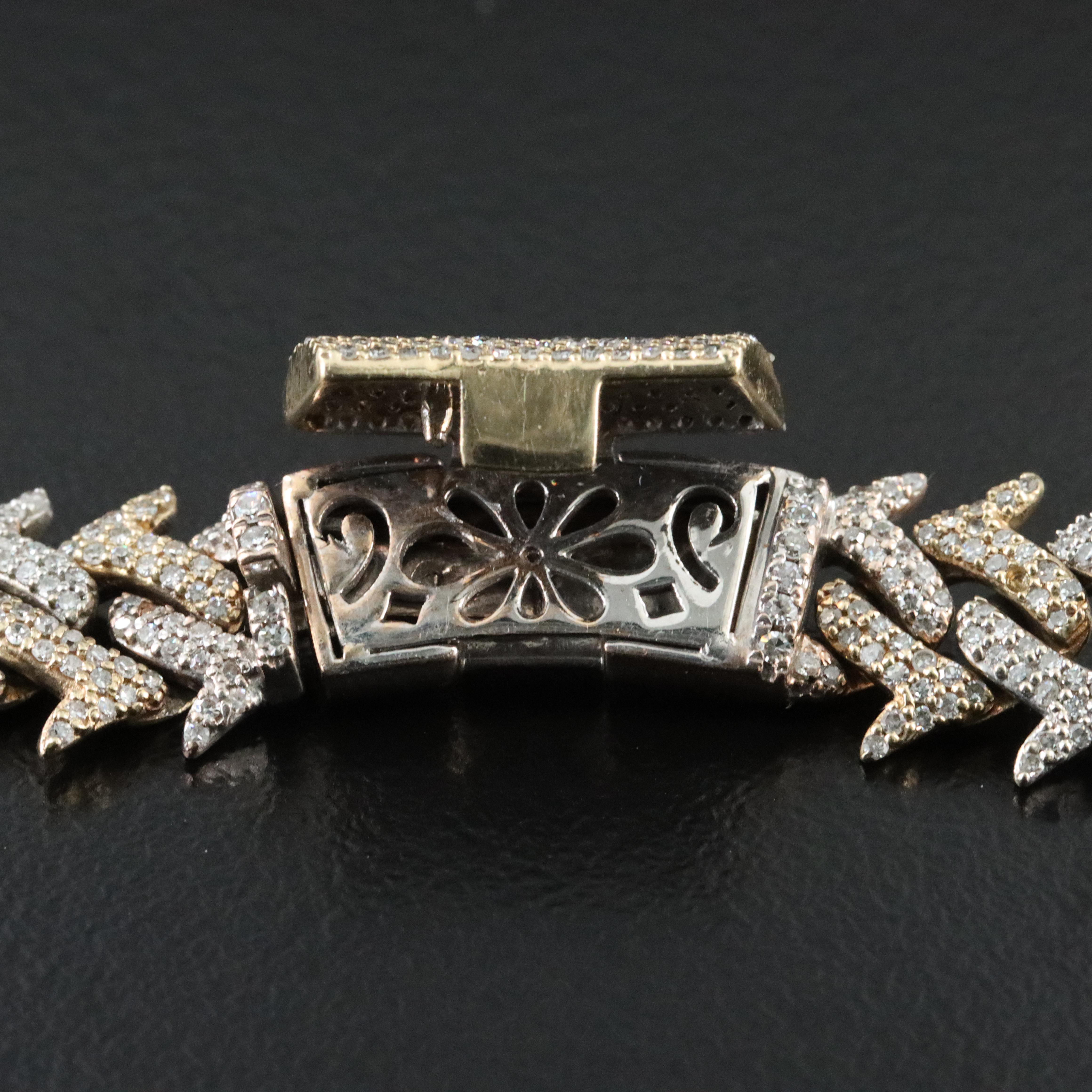 10K Two Tone 8.43 CTW Diamond Fancy Link Necklace