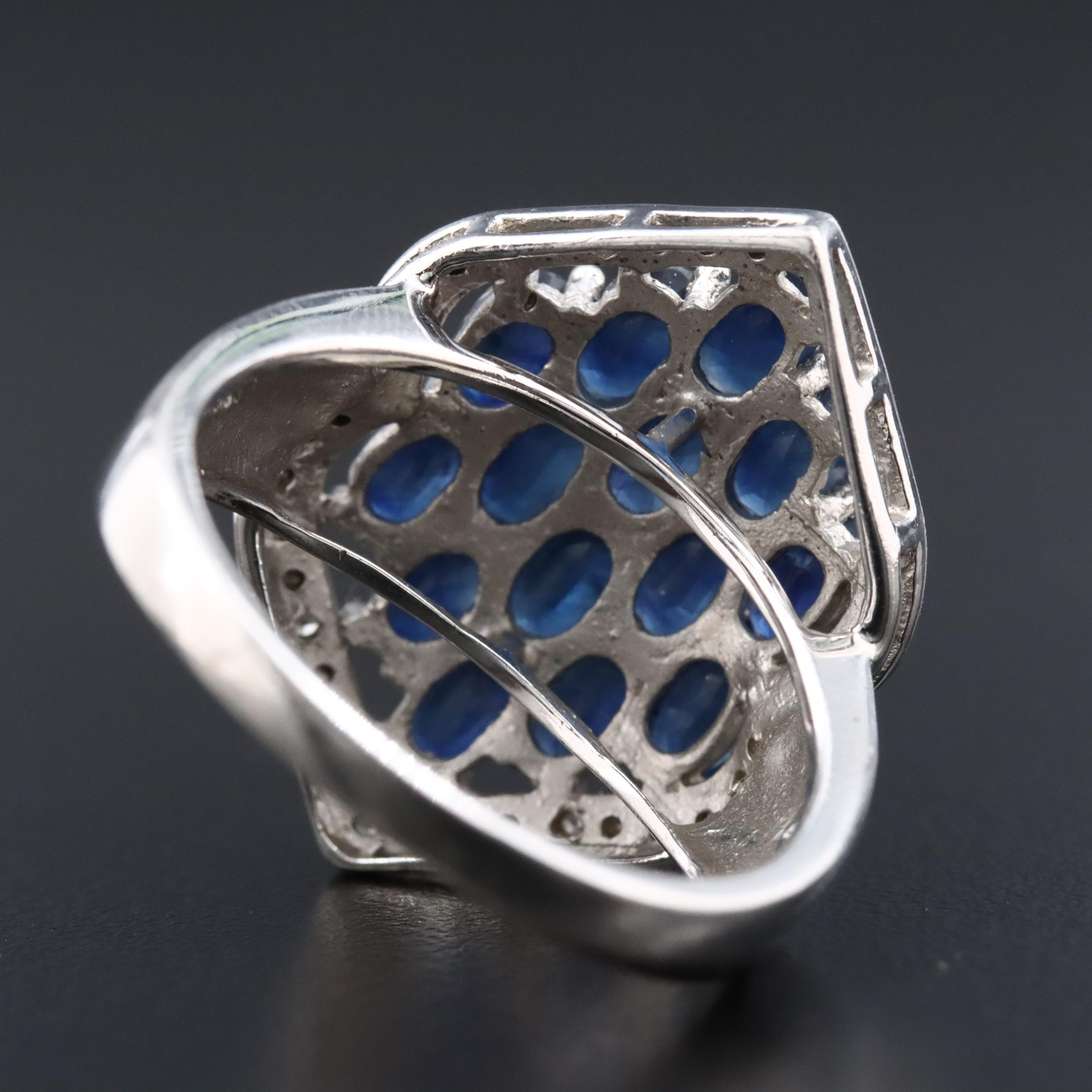 Sterling Sapphire and Diamond Ring