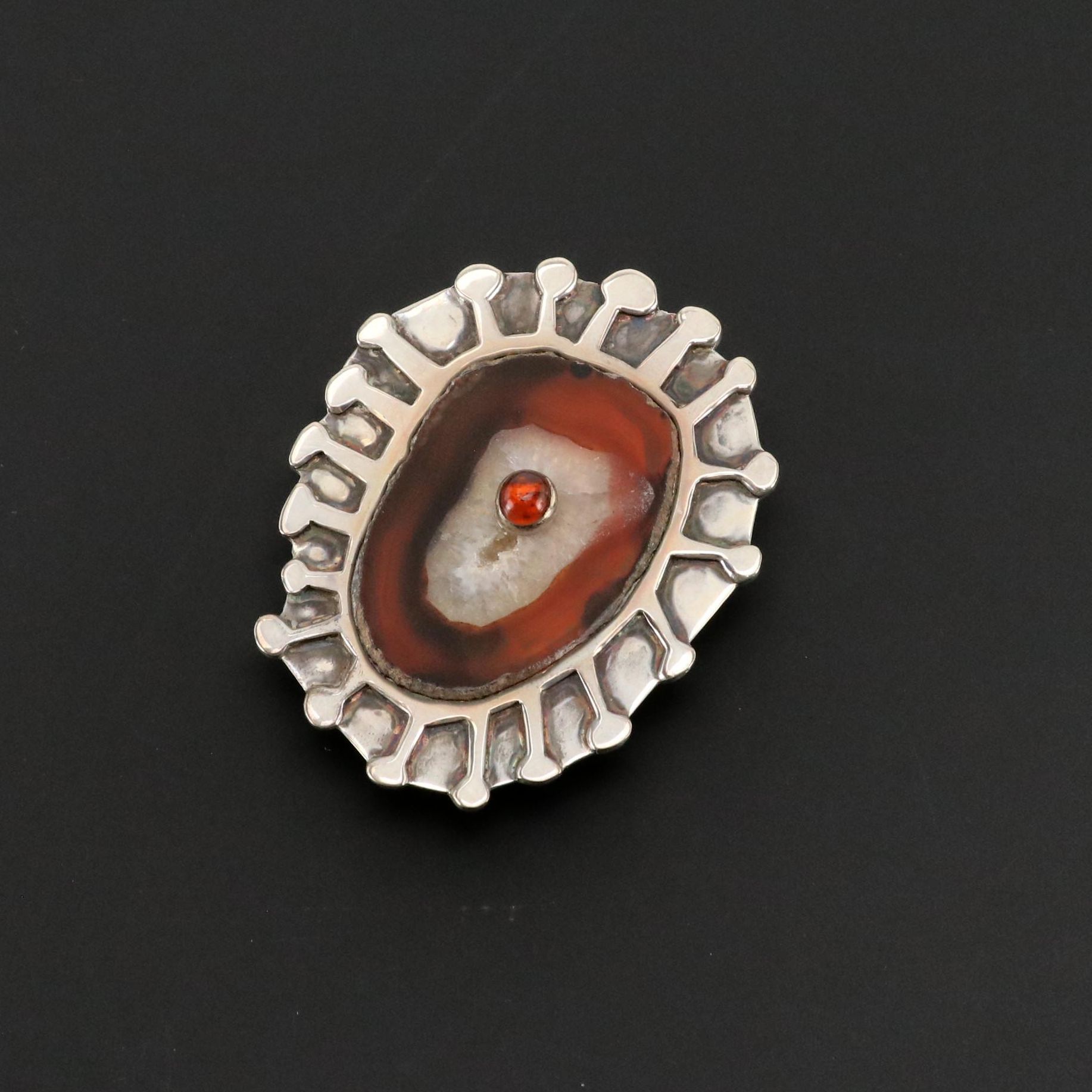 Sterling Silver Carnelian Agate Belt Buckle