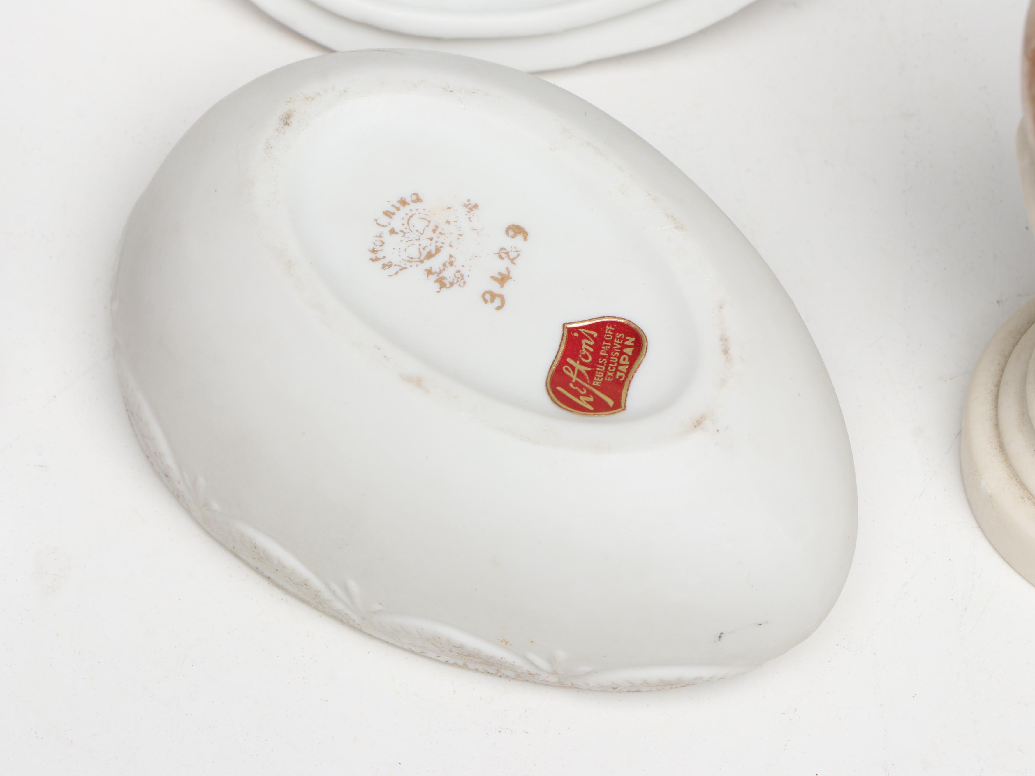 Lefton Egg & Chicken Form Porcelain Box with Assorted Polished Stone Eggs