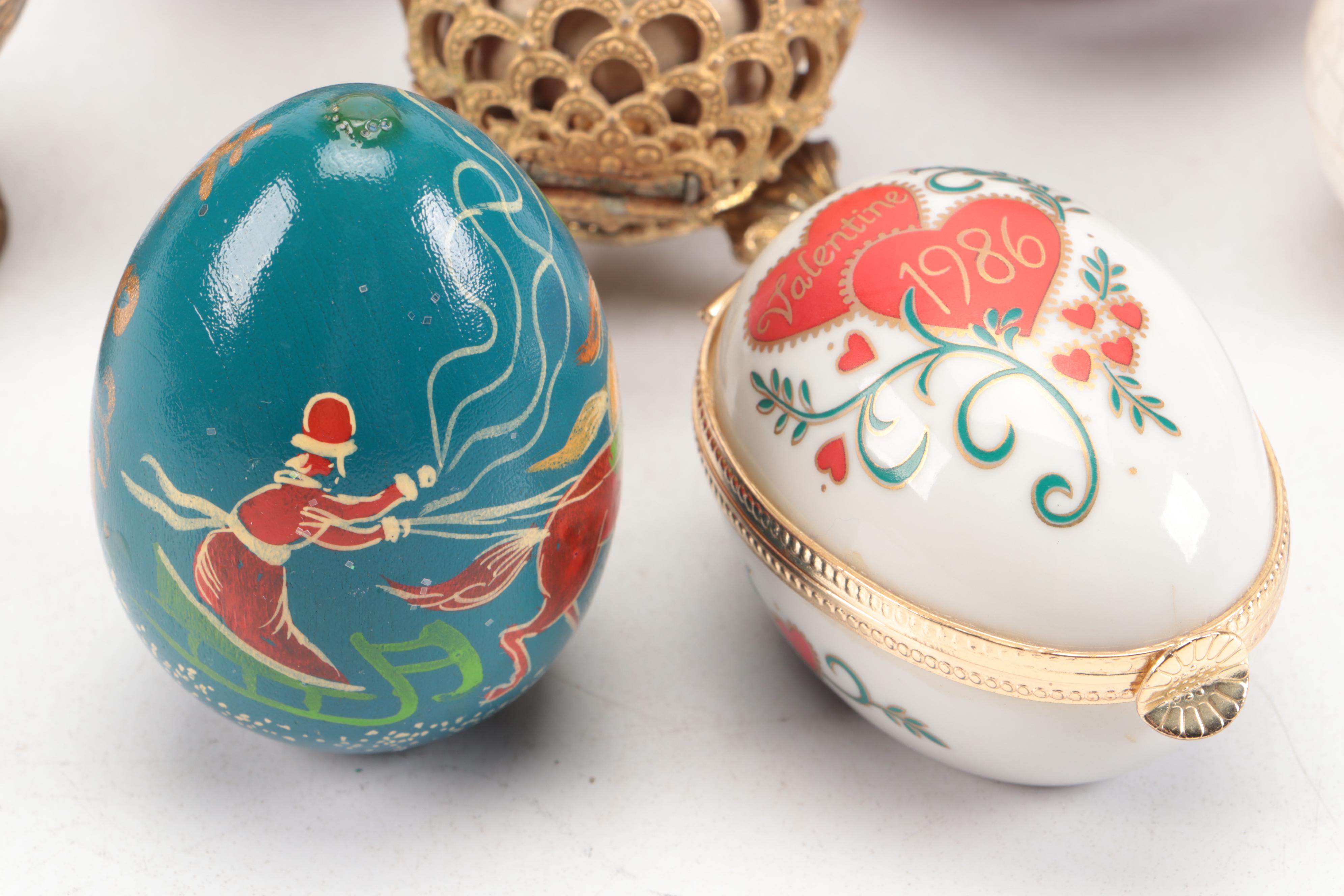 Lenox "The Poinsettia Blossom Egg" and Other Egg Figures