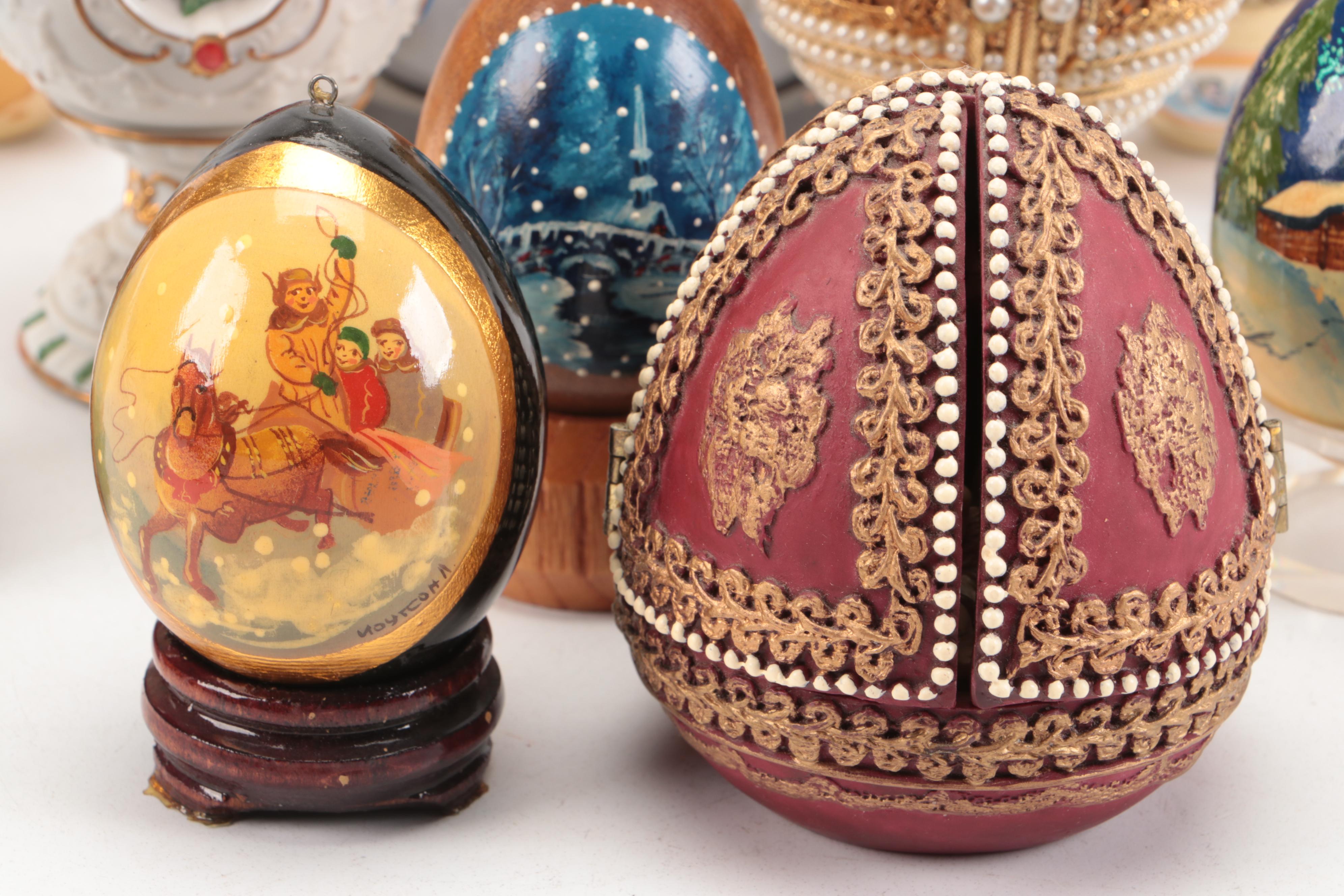 Lenox "The Poinsettia Blossom Egg" and Other Egg Figures