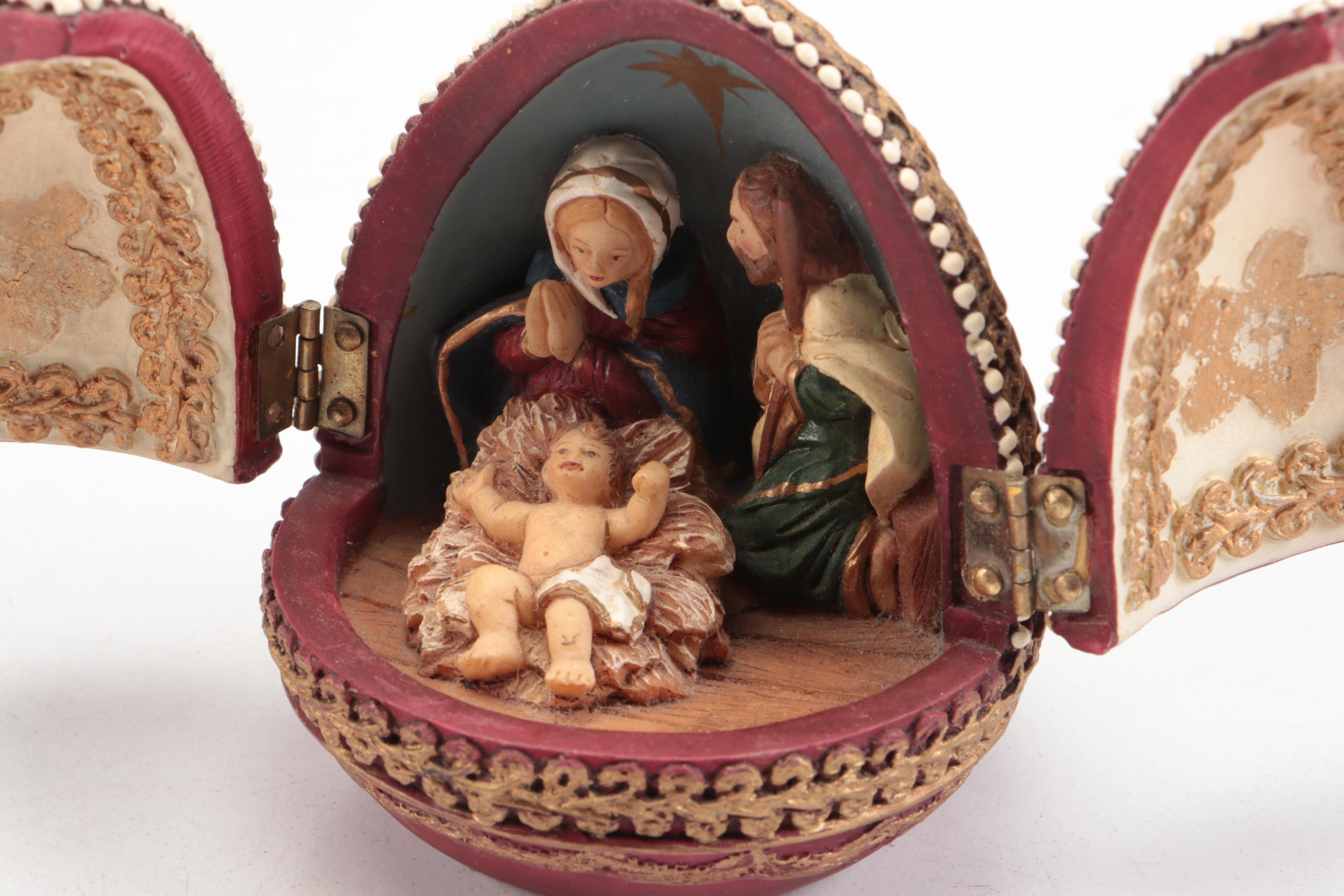 Lenox "The Poinsettia Blossom Egg" and Other Egg Figures