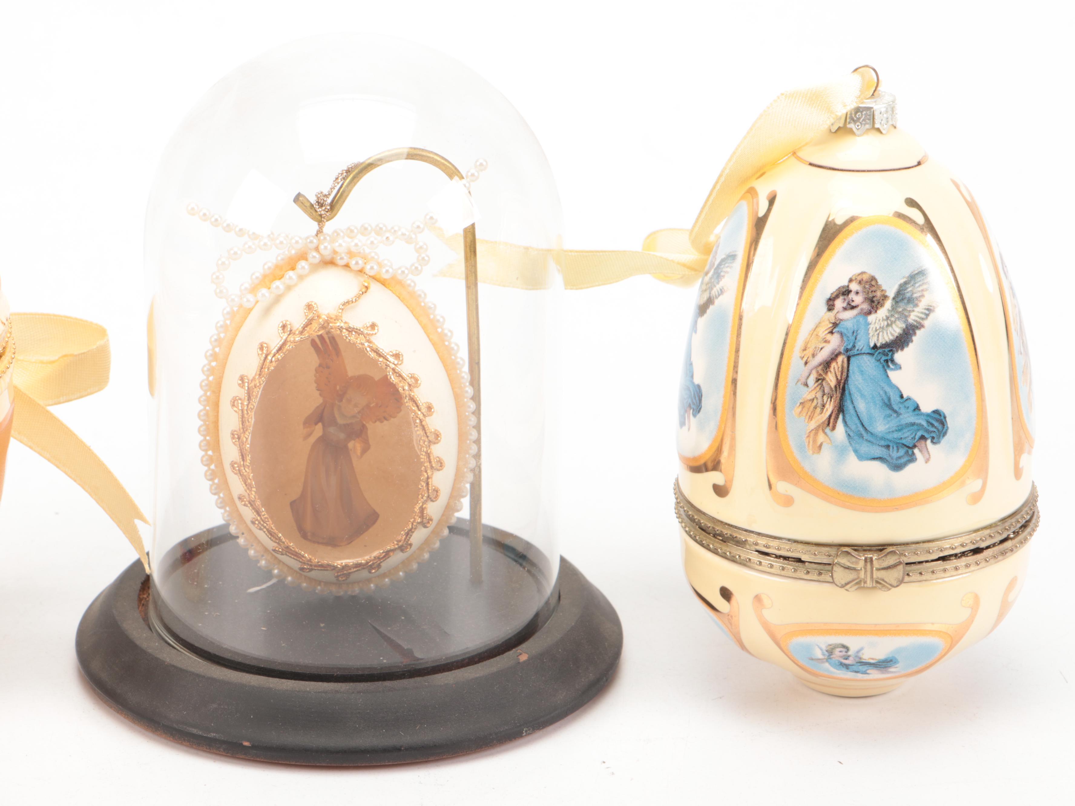 Lenox "The Poinsettia Blossom Egg" and Other Egg Figures