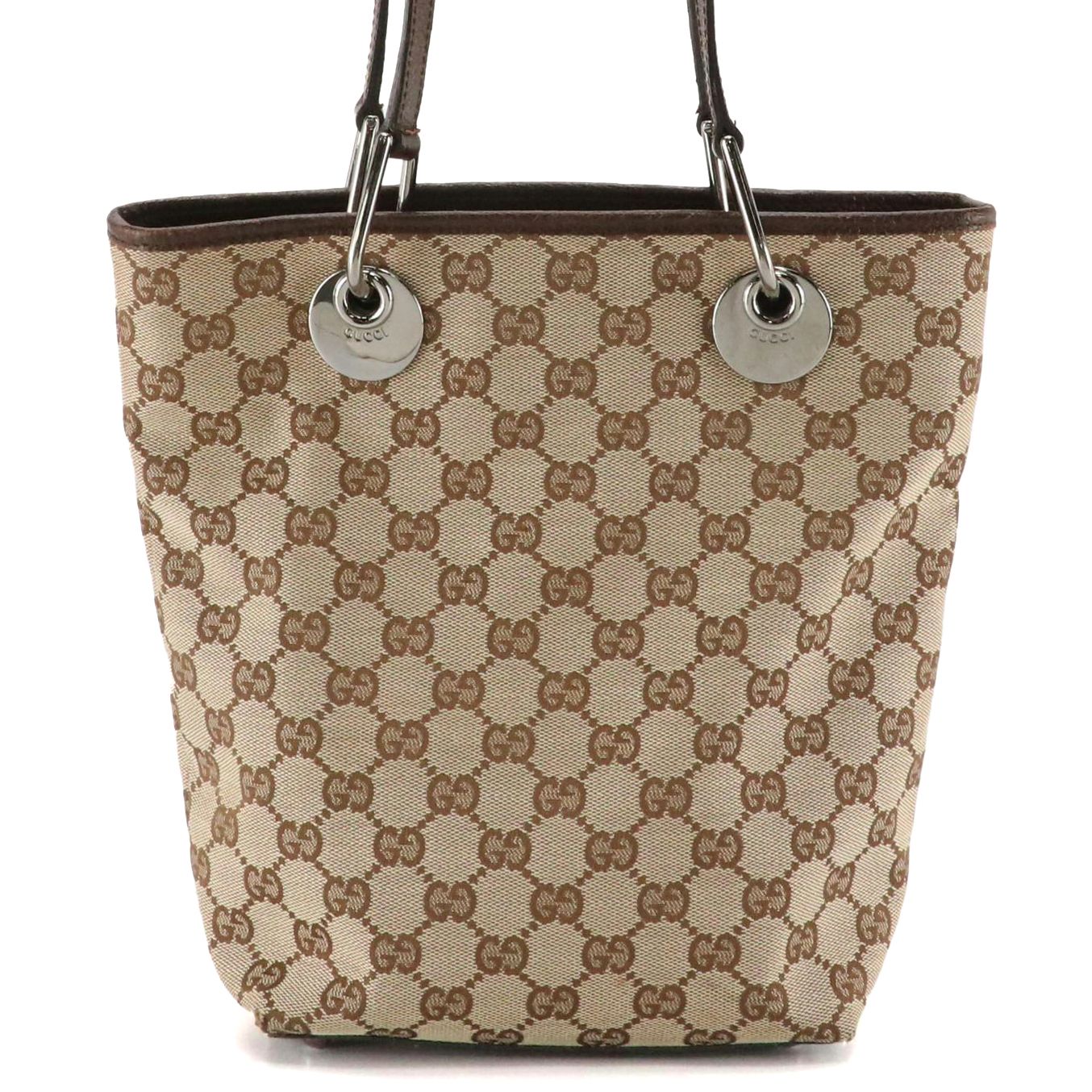 Gucci Small Eclipse Tote in GG Canvas with Leather Trim