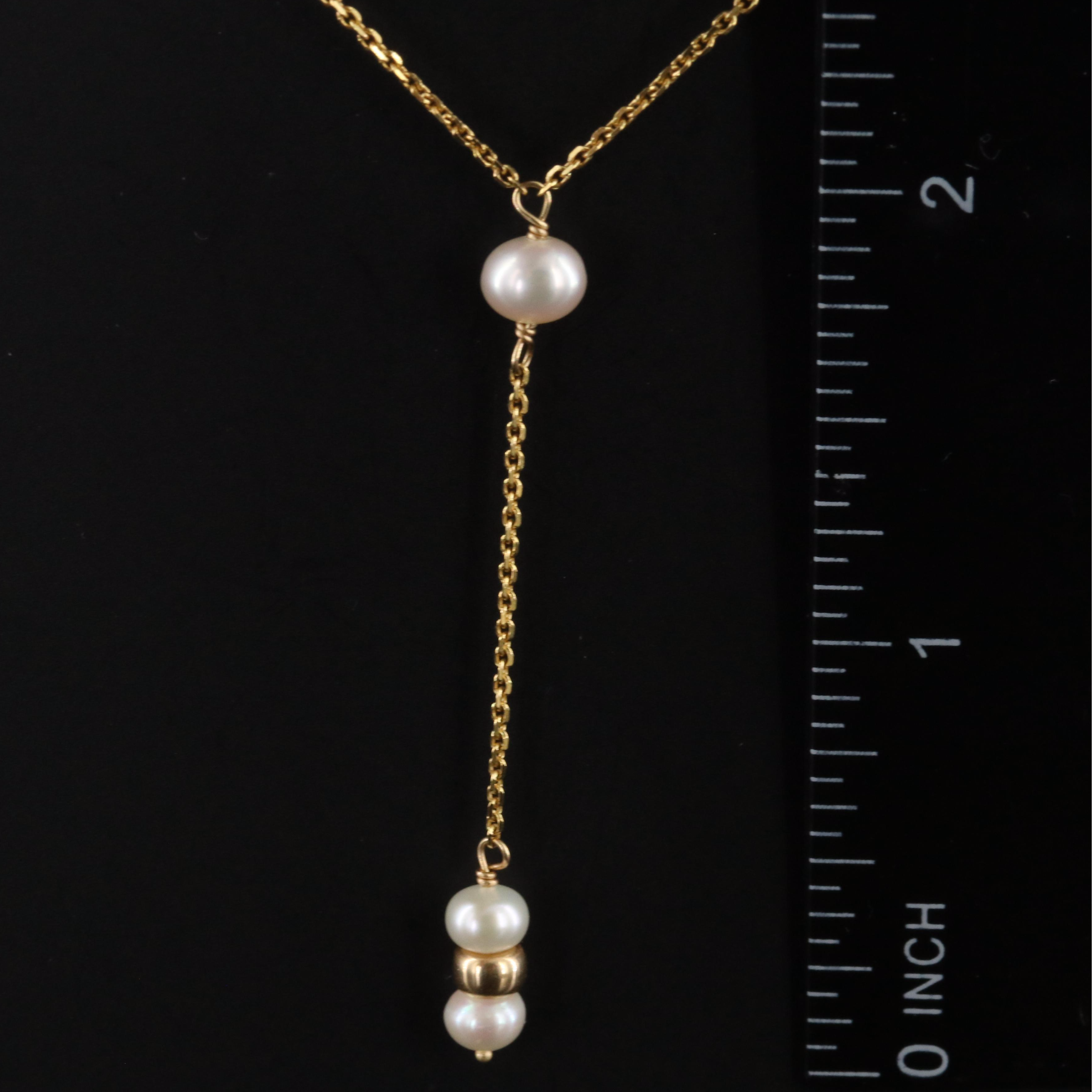14K Pearl Station Y Necklace