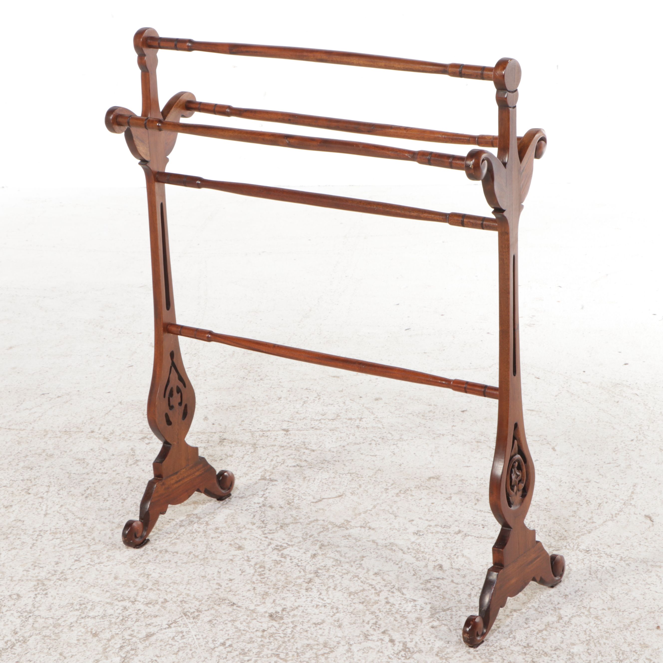 Carved Wood Quilt Rack, Mid to Late 20th Century