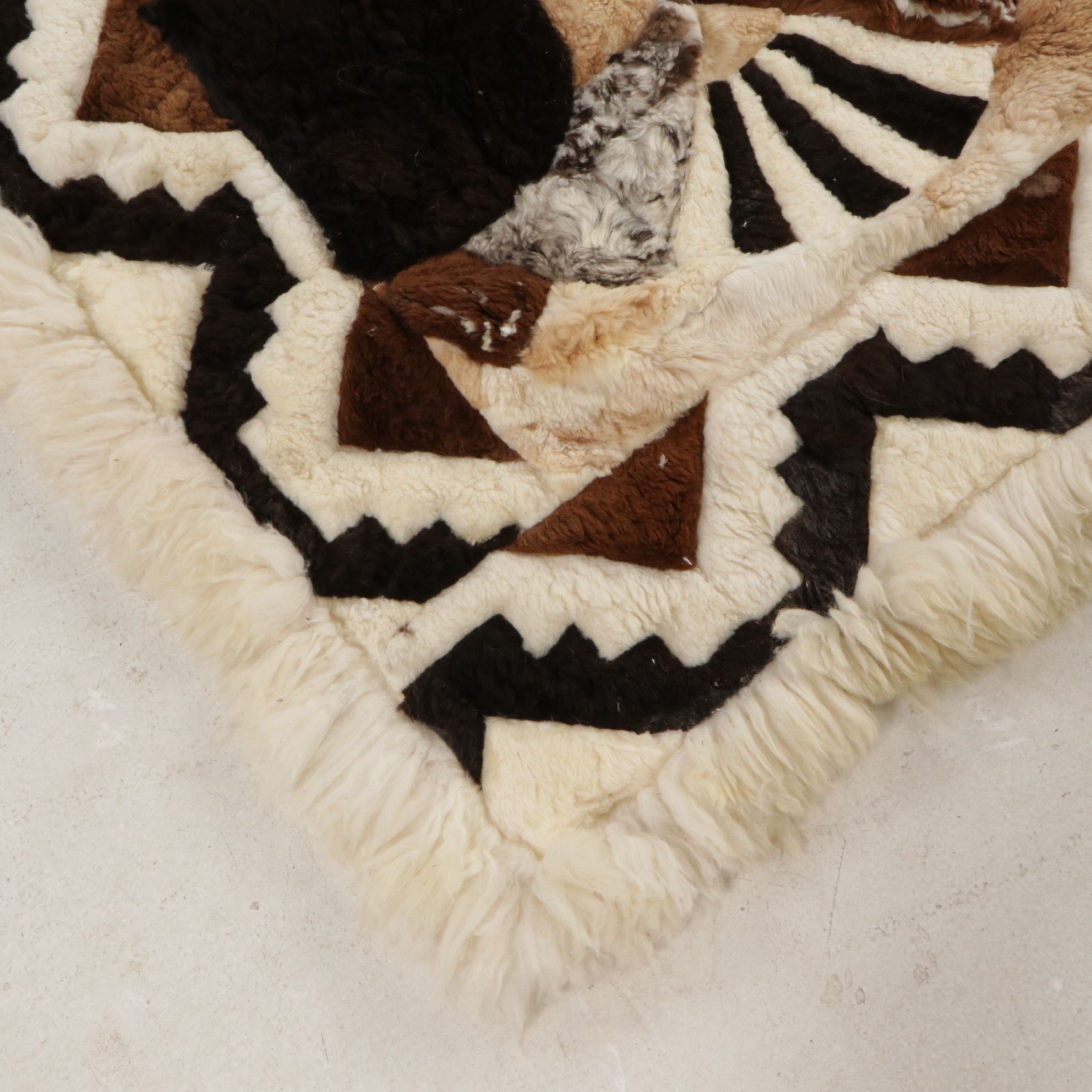 5'11 x 7'9 Handmade South American Alpaca Hide Patchwork Pictorial Area Rug