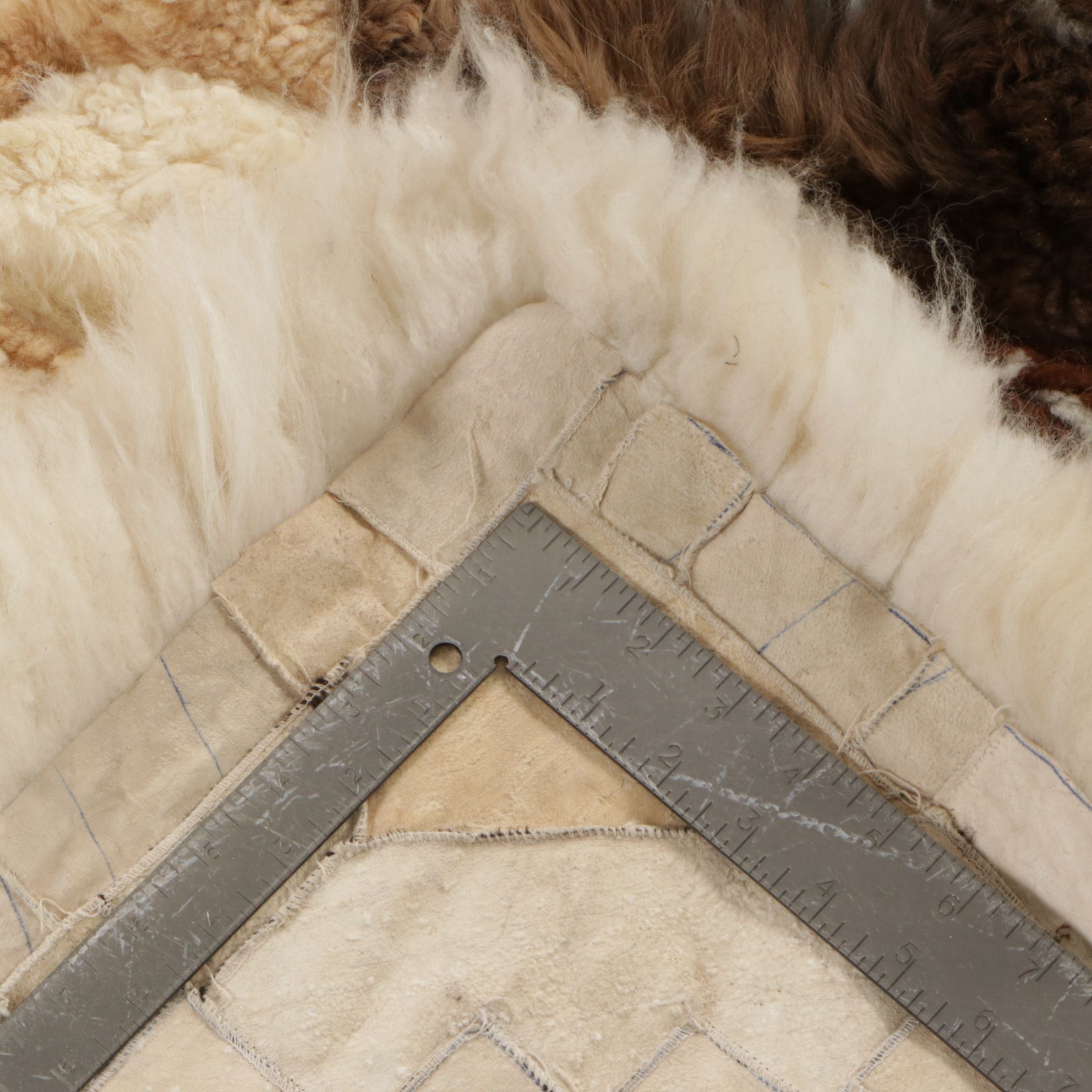 5'11 x 7'9 Handmade South American Alpaca Hide Patchwork Pictorial Area Rug