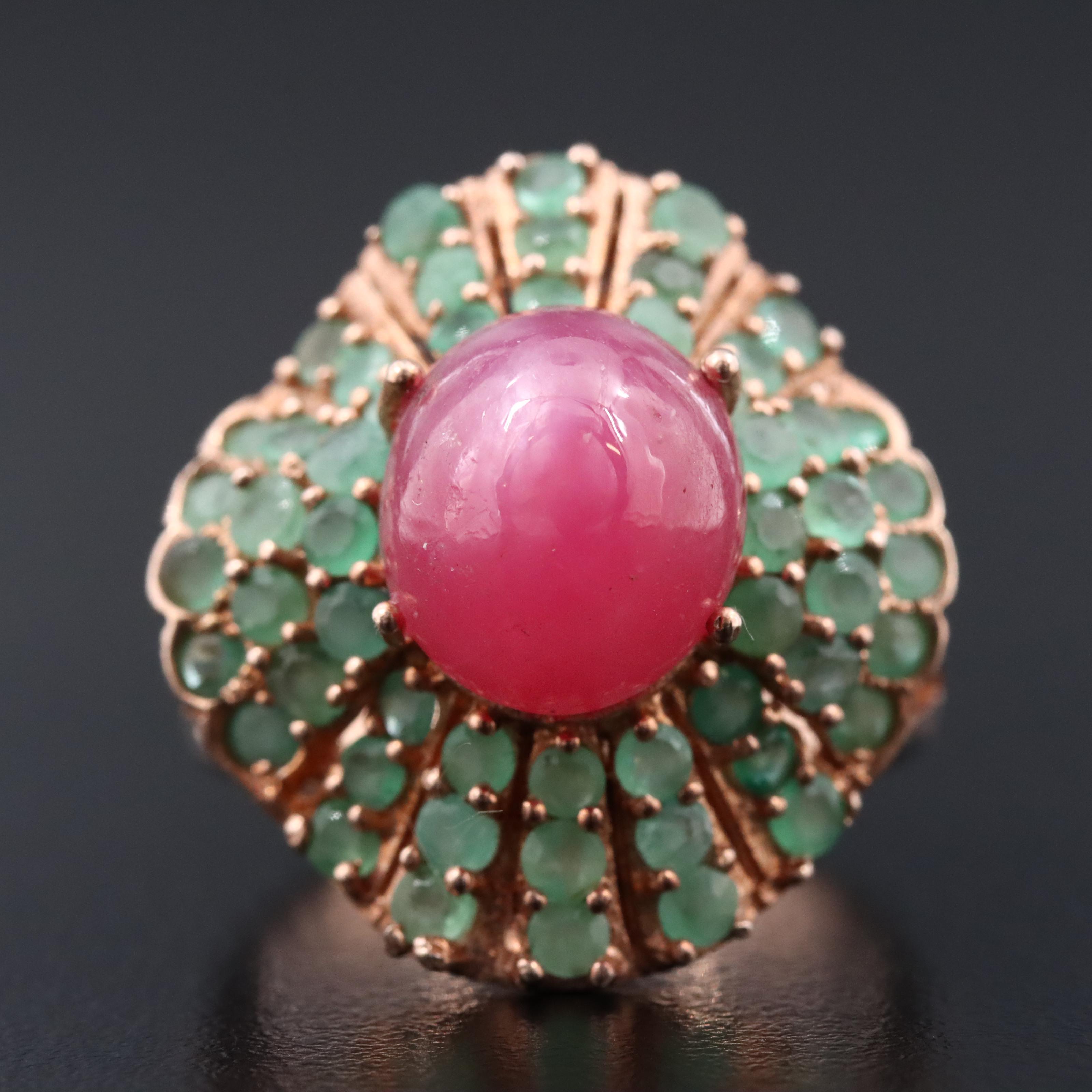 Sterling Filled Corundum and Emerald Ring