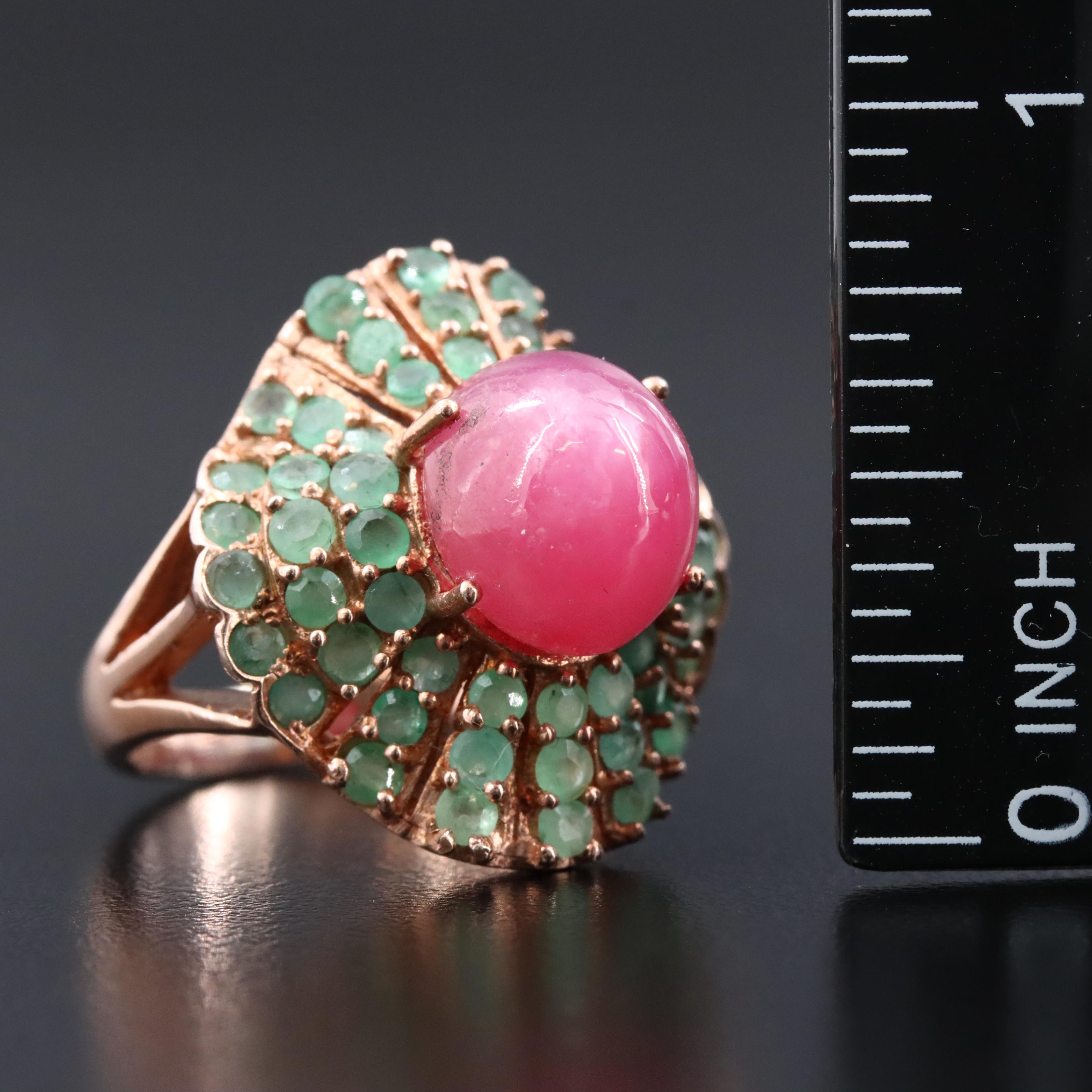 Sterling Filled Corundum and Emerald Ring