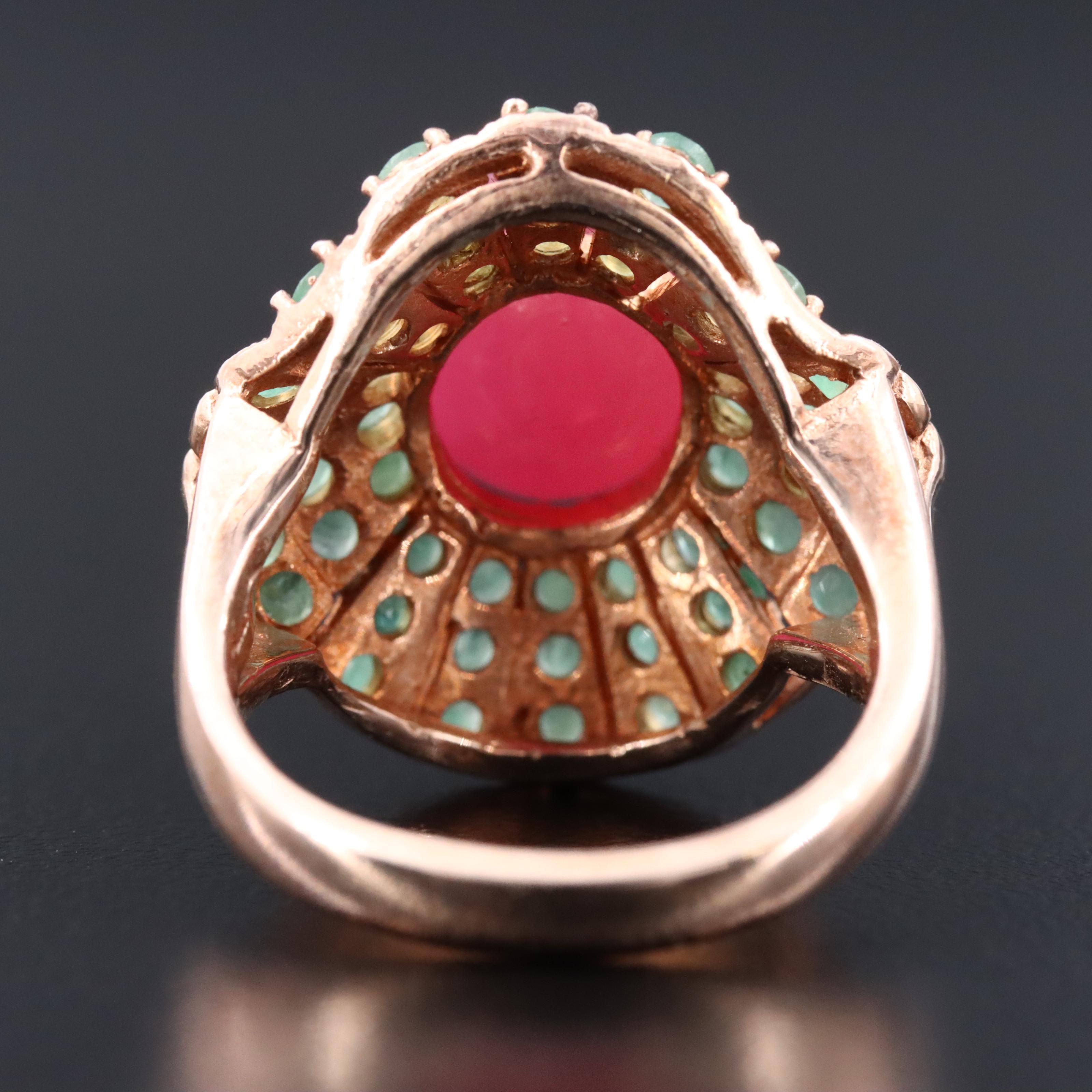 Sterling Filled Corundum and Emerald Ring