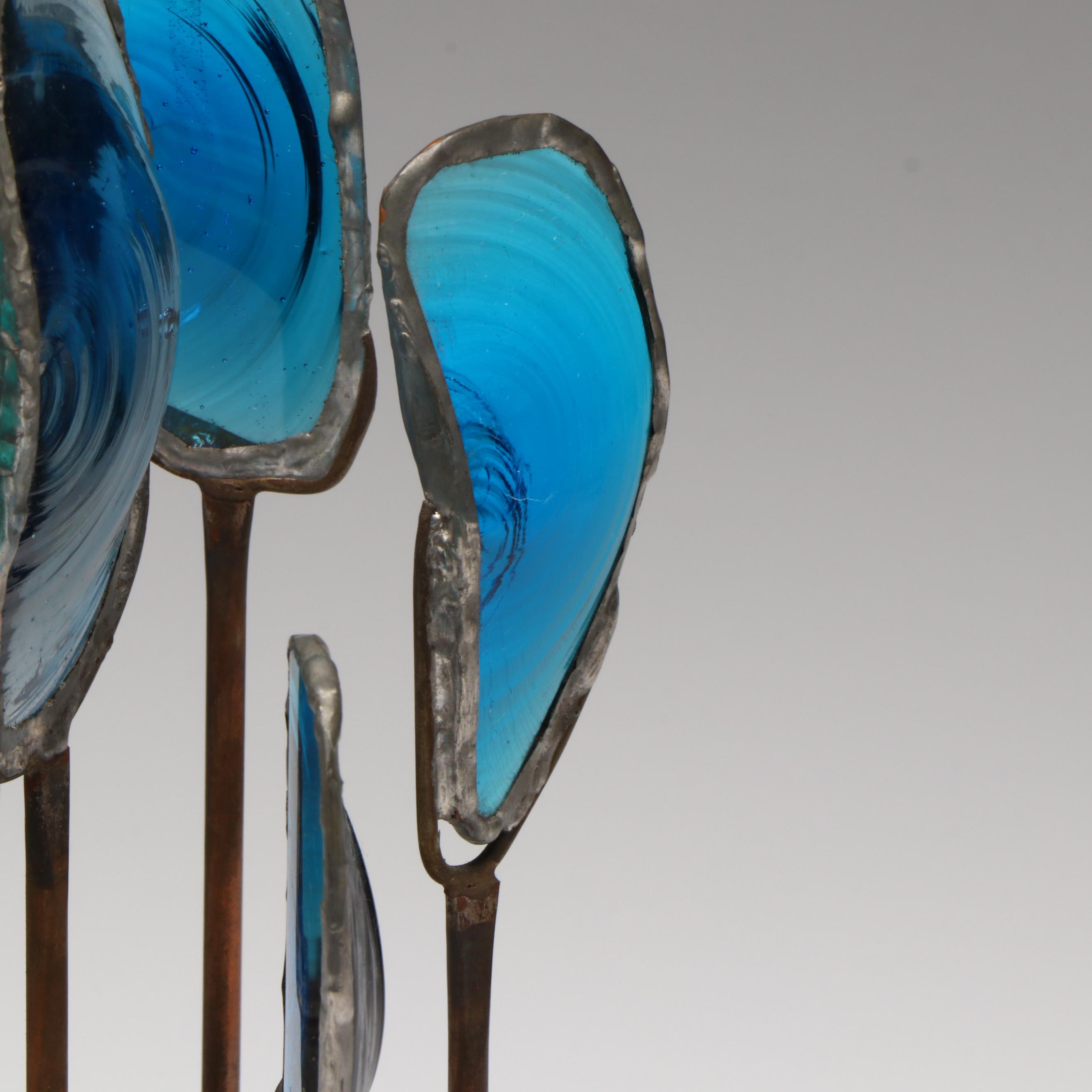 Brutalist Abstract Metalwork and Glass Sculpture