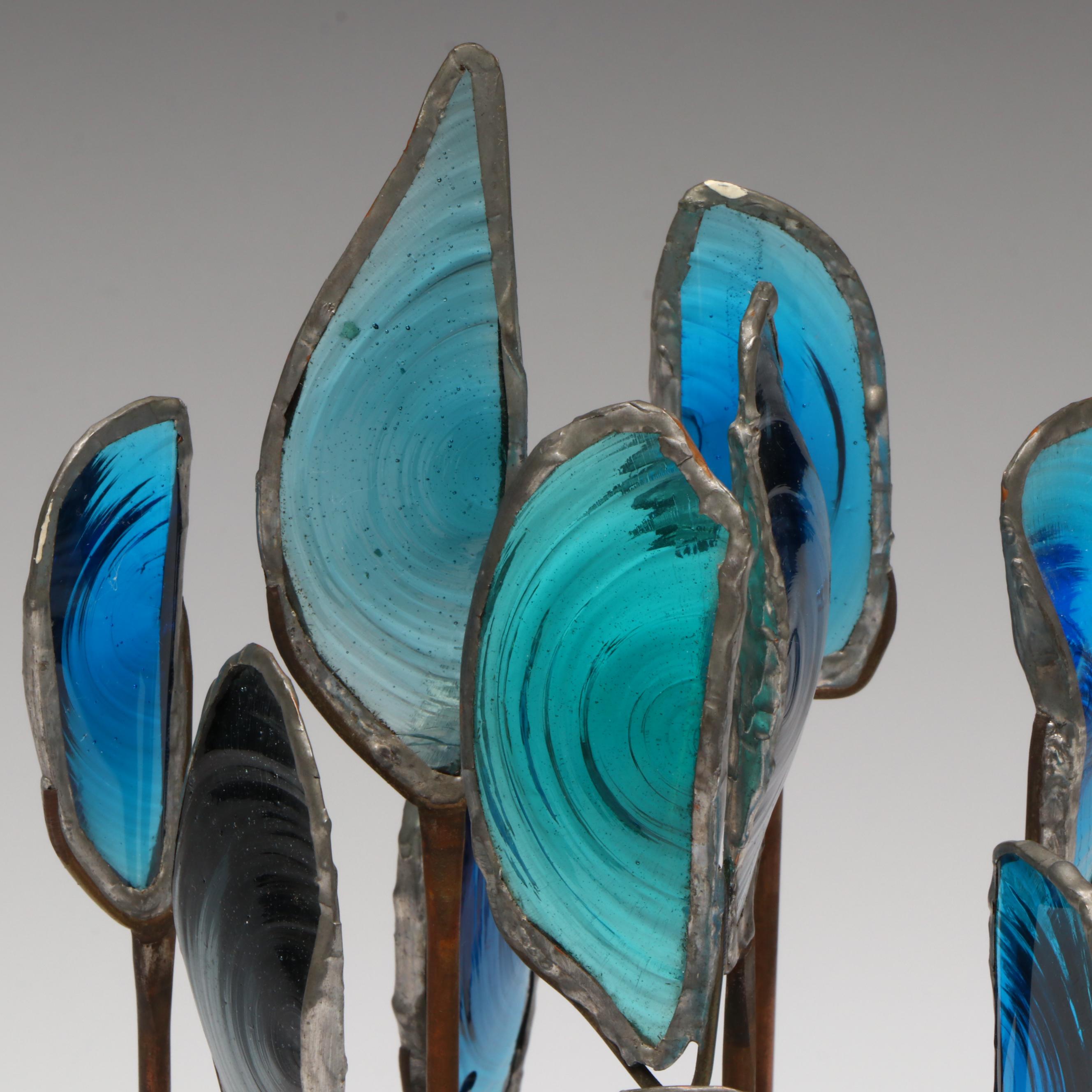 Brutalist Abstract Metalwork and Glass Sculpture
