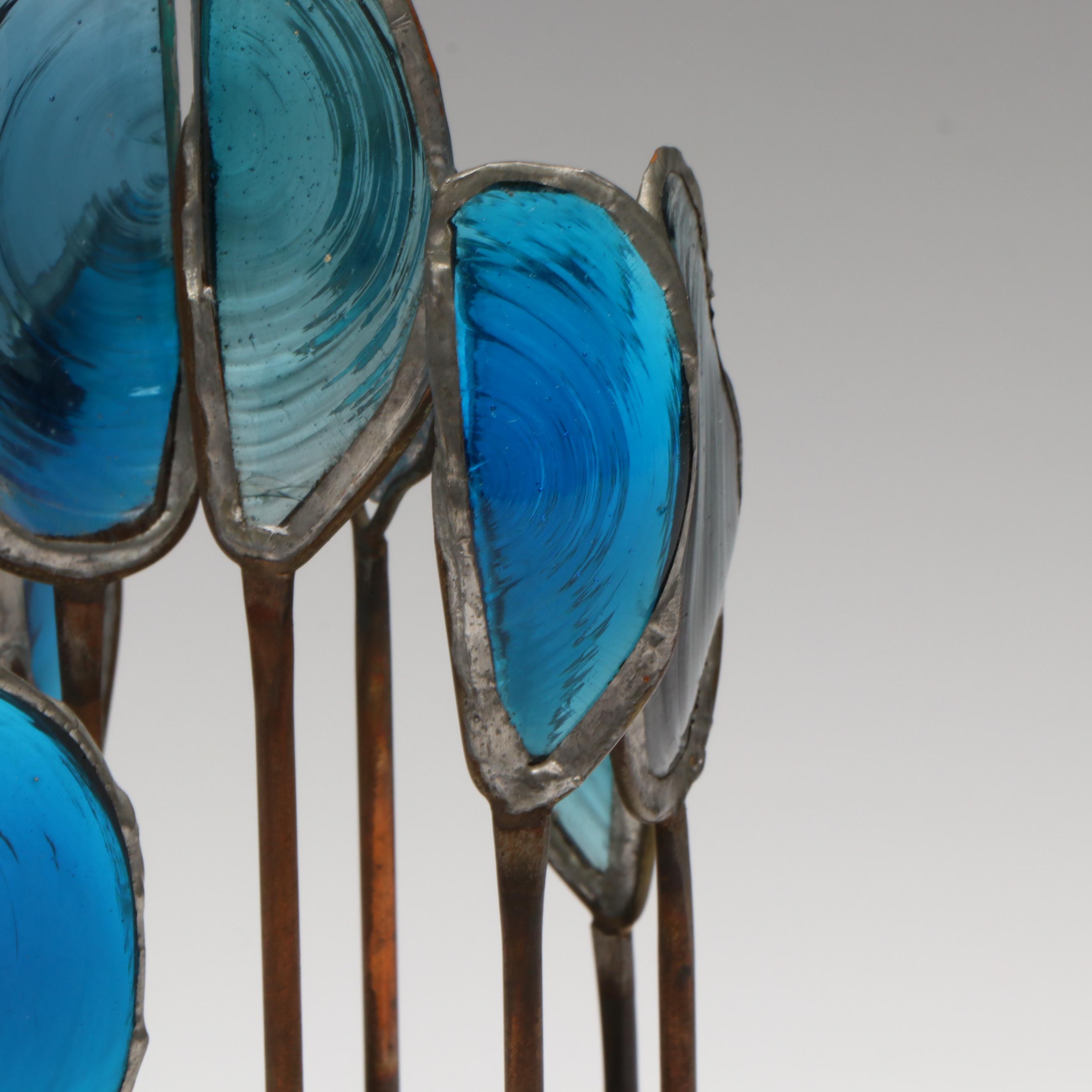 Brutalist Abstract Metalwork and Glass Sculpture