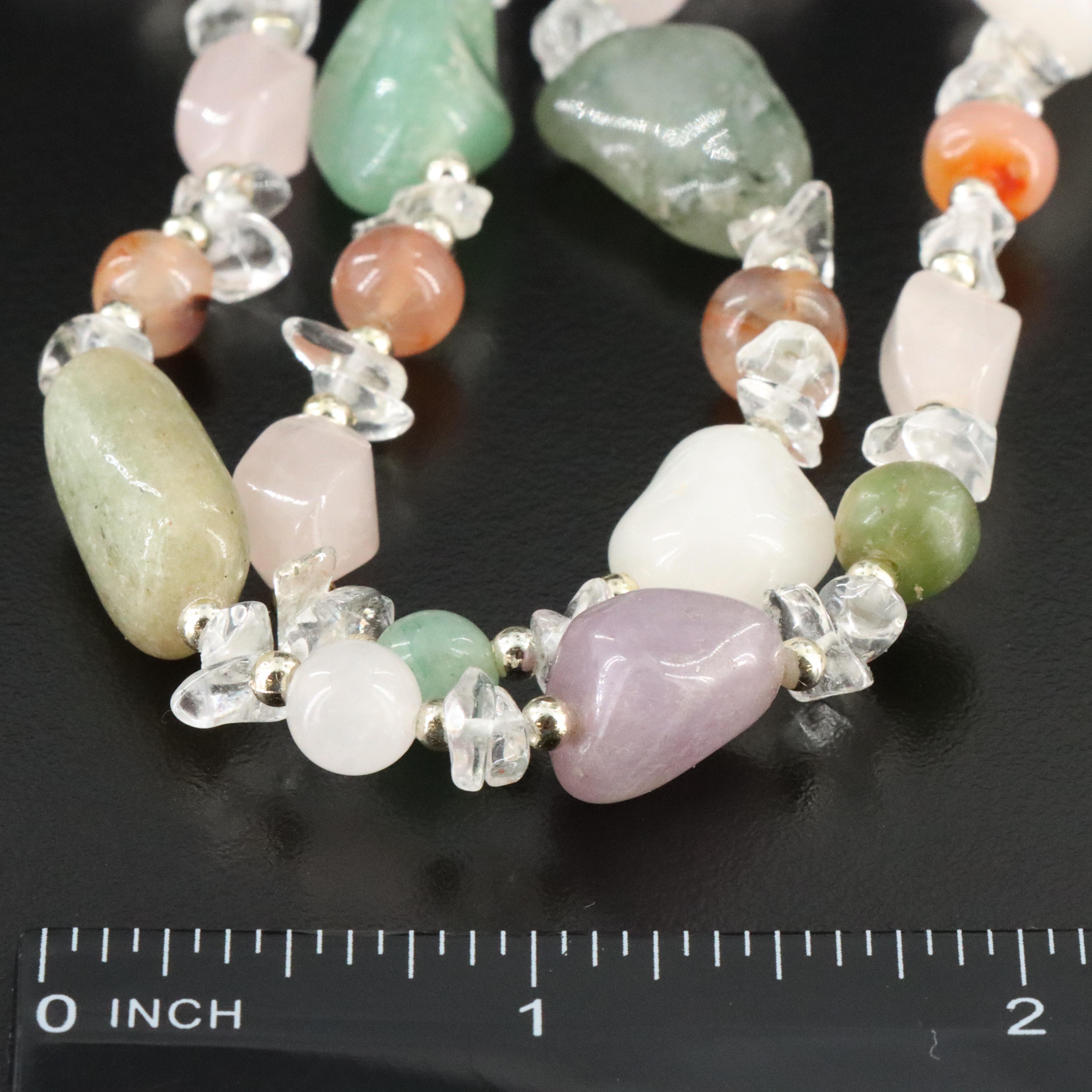 Necklace and Bracelet Collection Featuring Sterling, Abalone and Rose Quartz