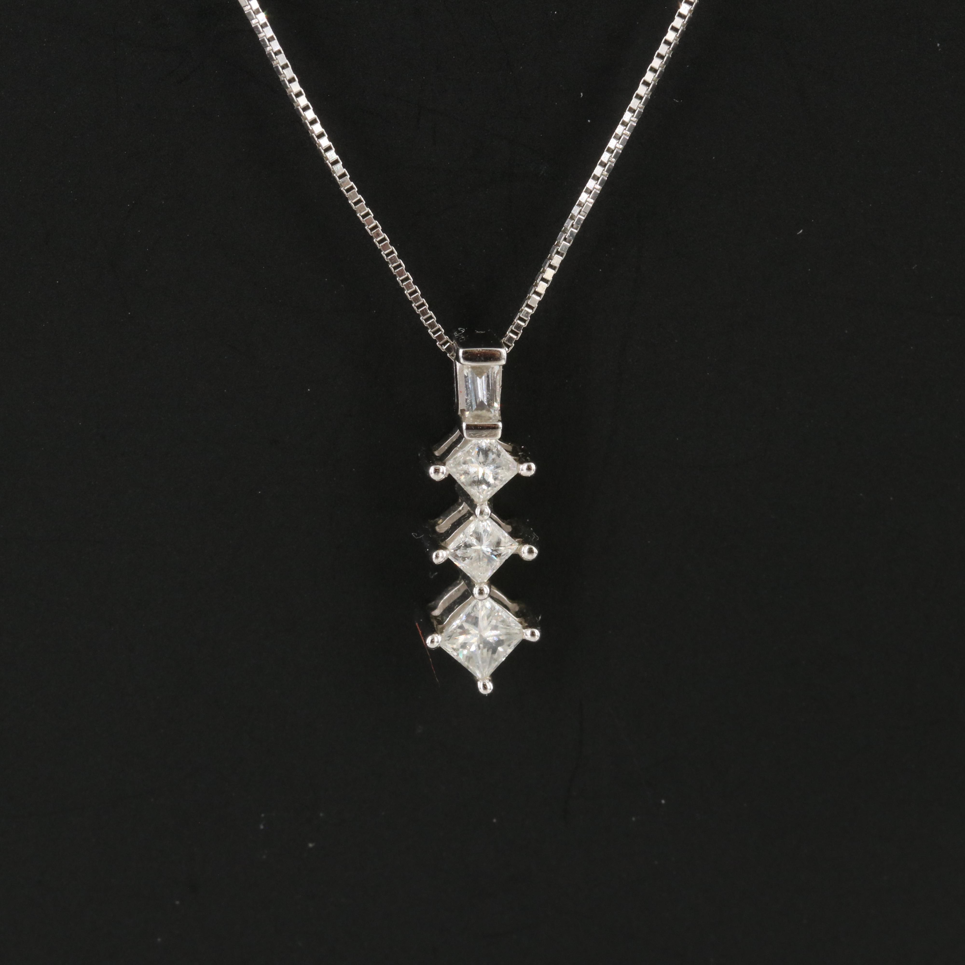 14K 0.29 CTW Diamond Graduated Pendant Necklace
