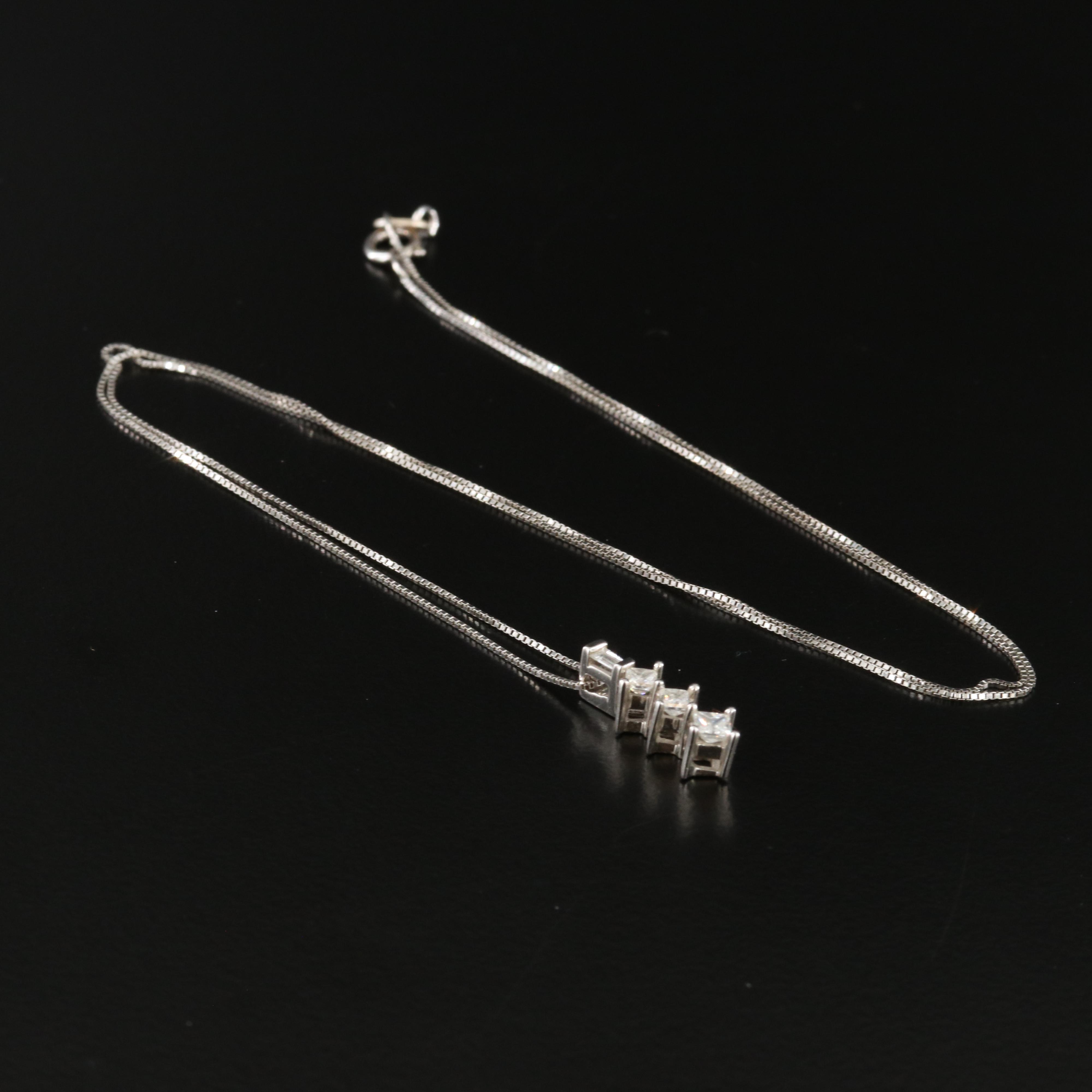 14K 0.29 CTW Diamond Graduated Pendant Necklace