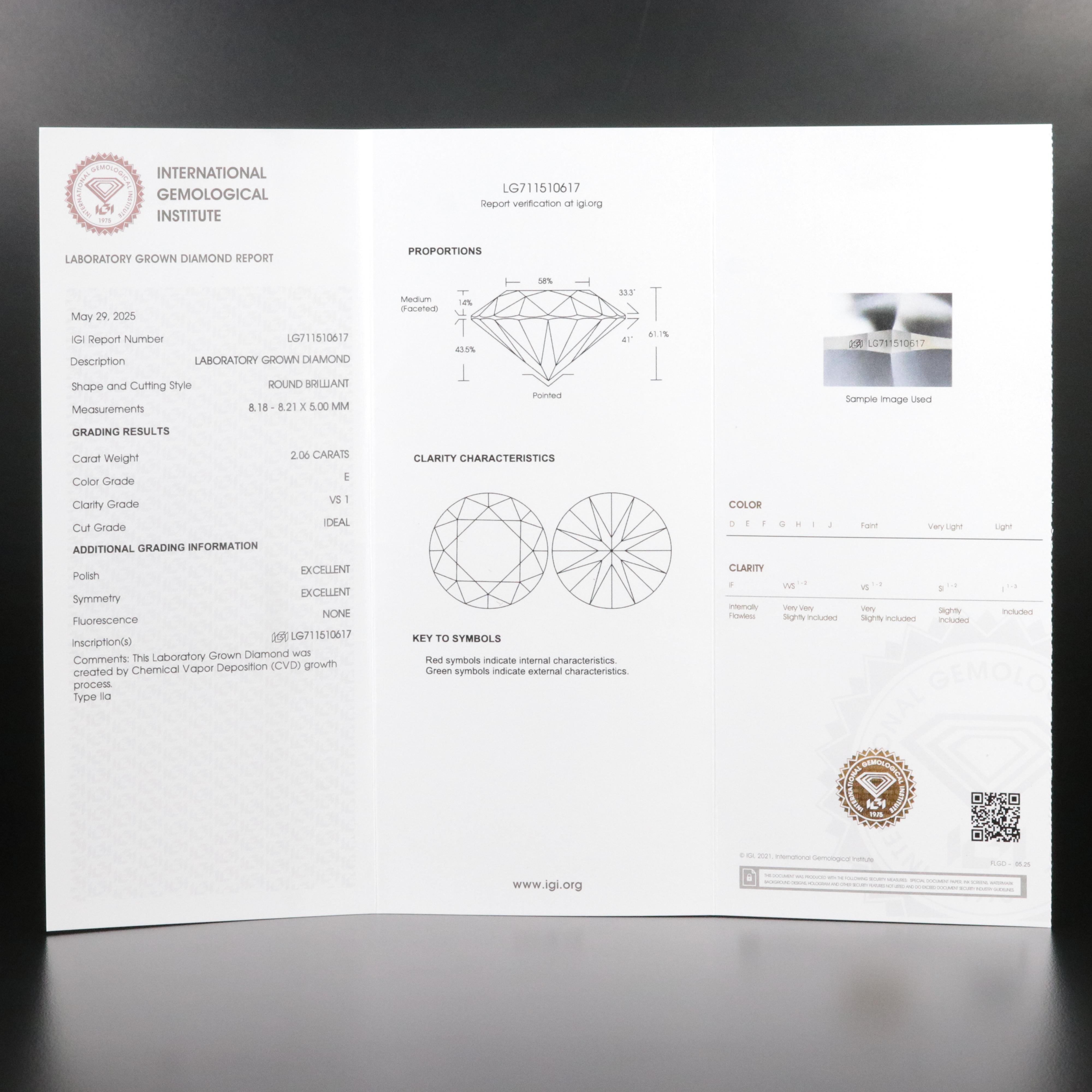 14K 2.06 CT Lab Grown Diamond Pendant with IGI Report